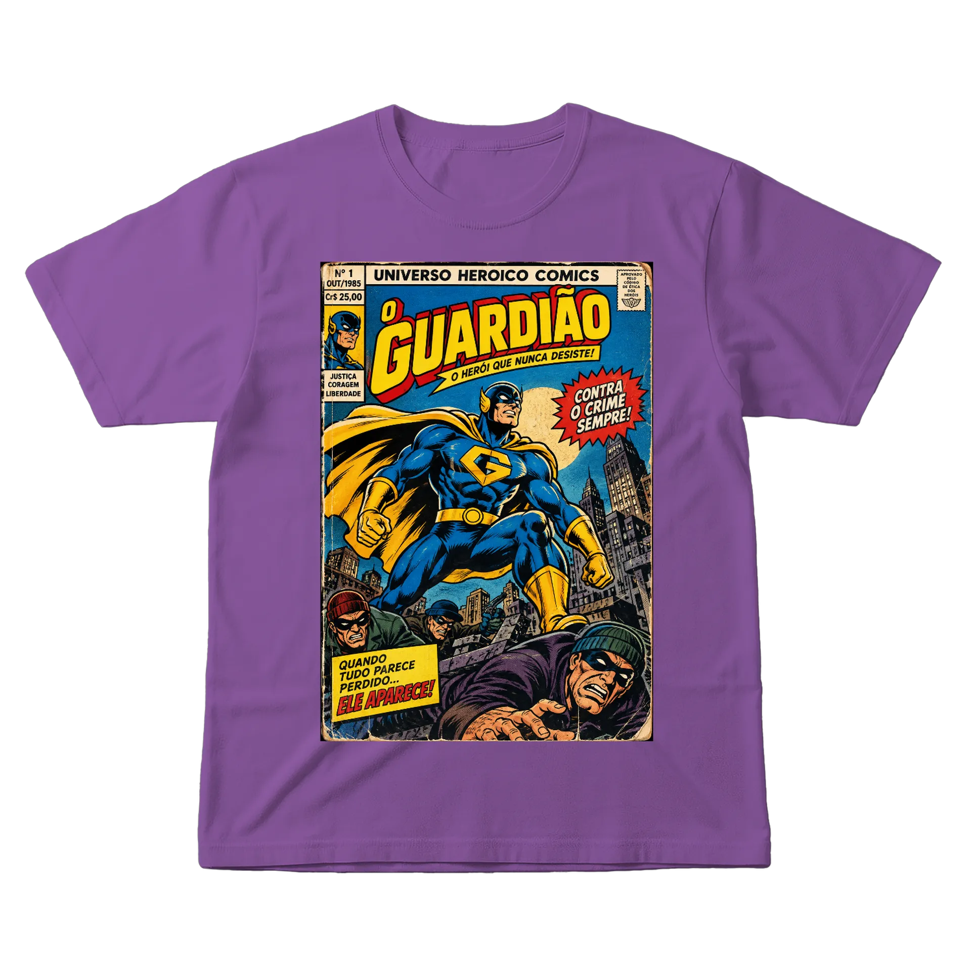 Camiseta Guardião Herói em Estilo Quadrinhos Vintage 100% - Imagem 7