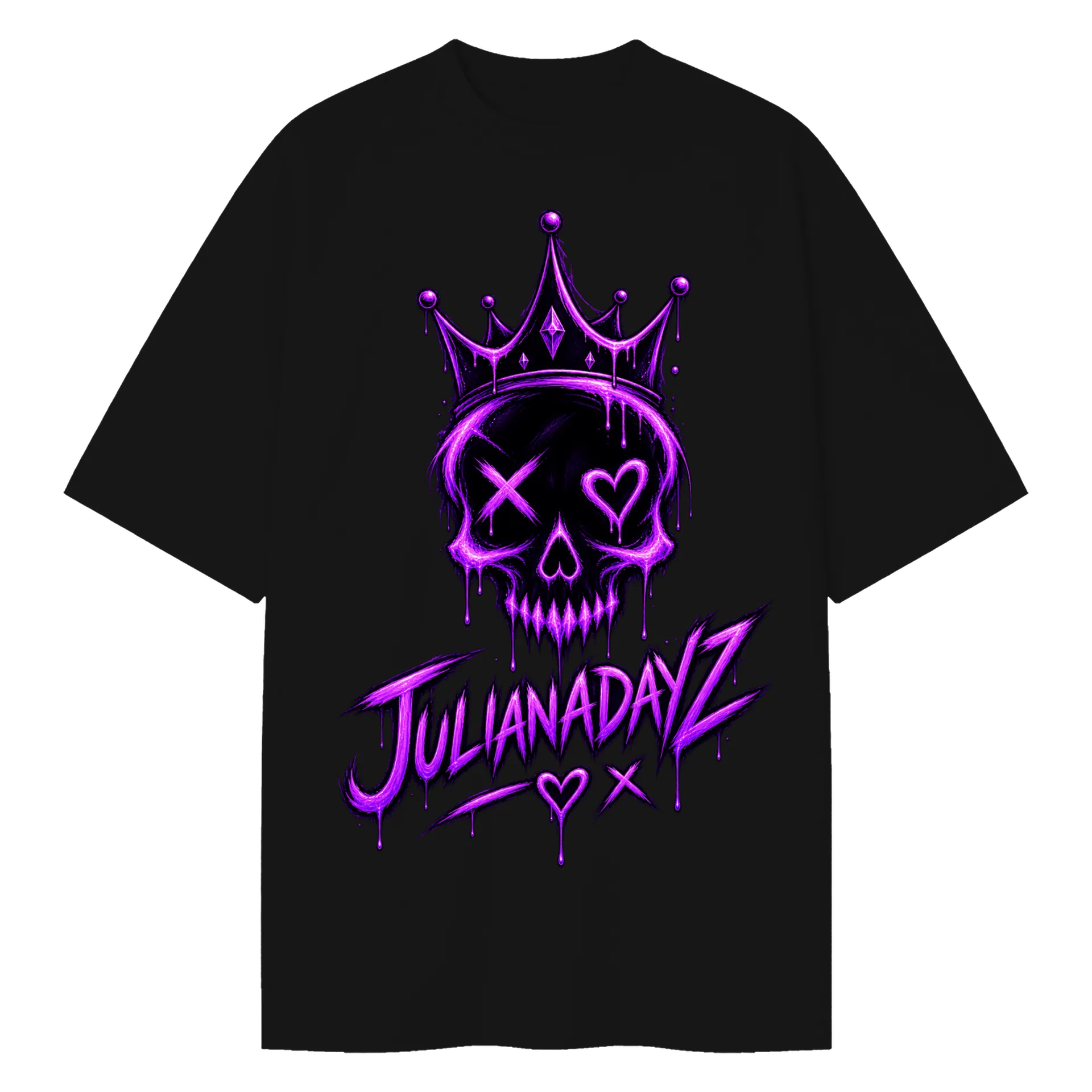 Camiseta Oversized Caveira Coroada Roxa - Imagem 1