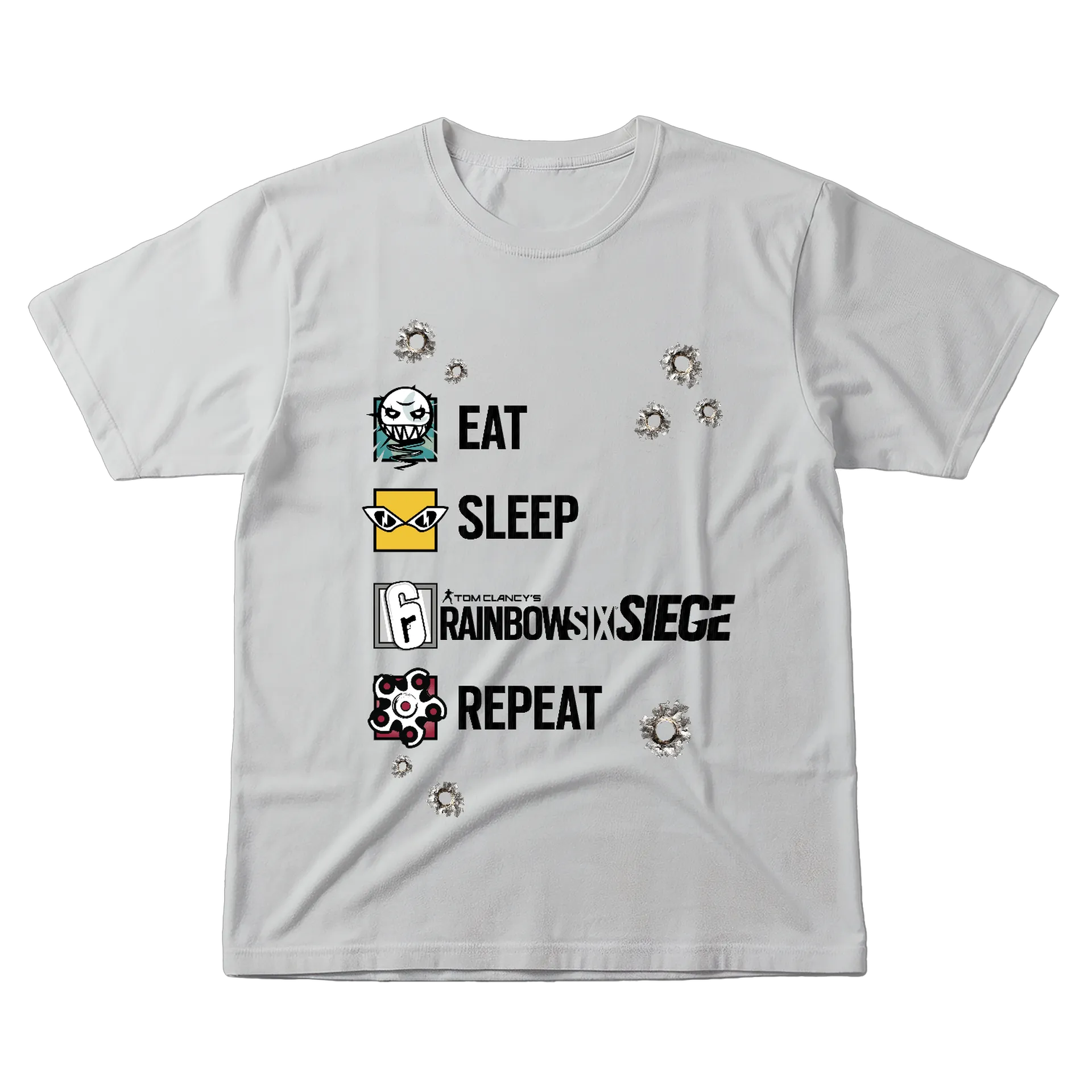 Camiseta Unissex Eat, Sleep, R6, Repeat de Esquenta Store — imagem 1 de 6