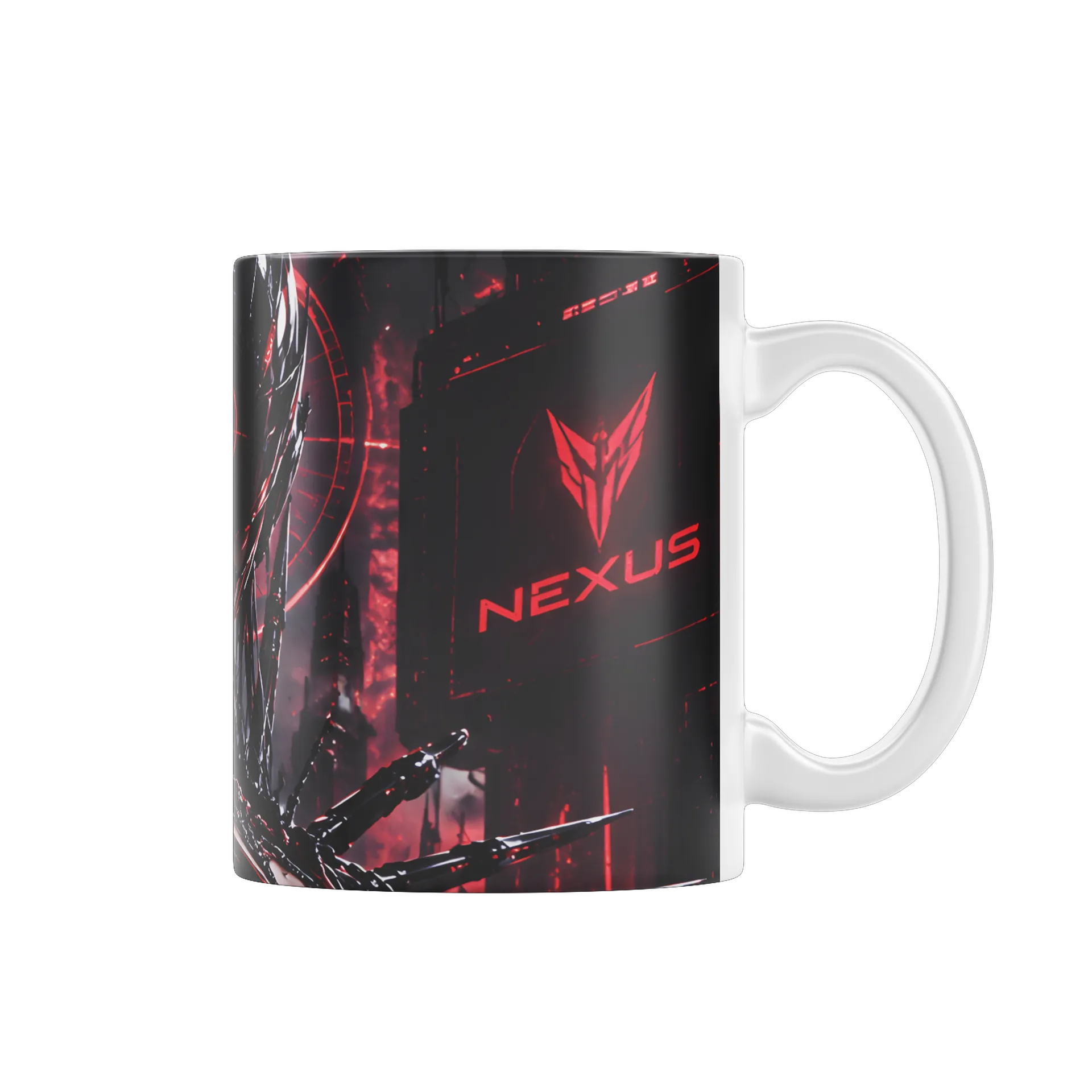 Caneca Porcelana Personagem Futurista Armadura Negra Nexus - Imagem 1