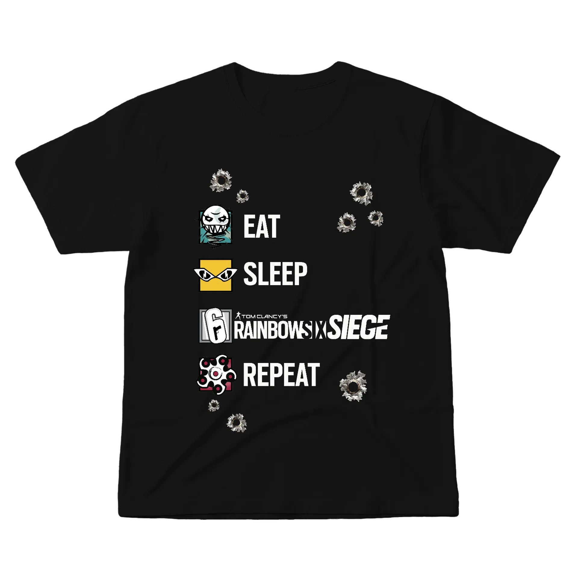 Camiseta Unissex Eat, Sleep, R6, Repeat de Esquenta Store — imagem 1 de 6