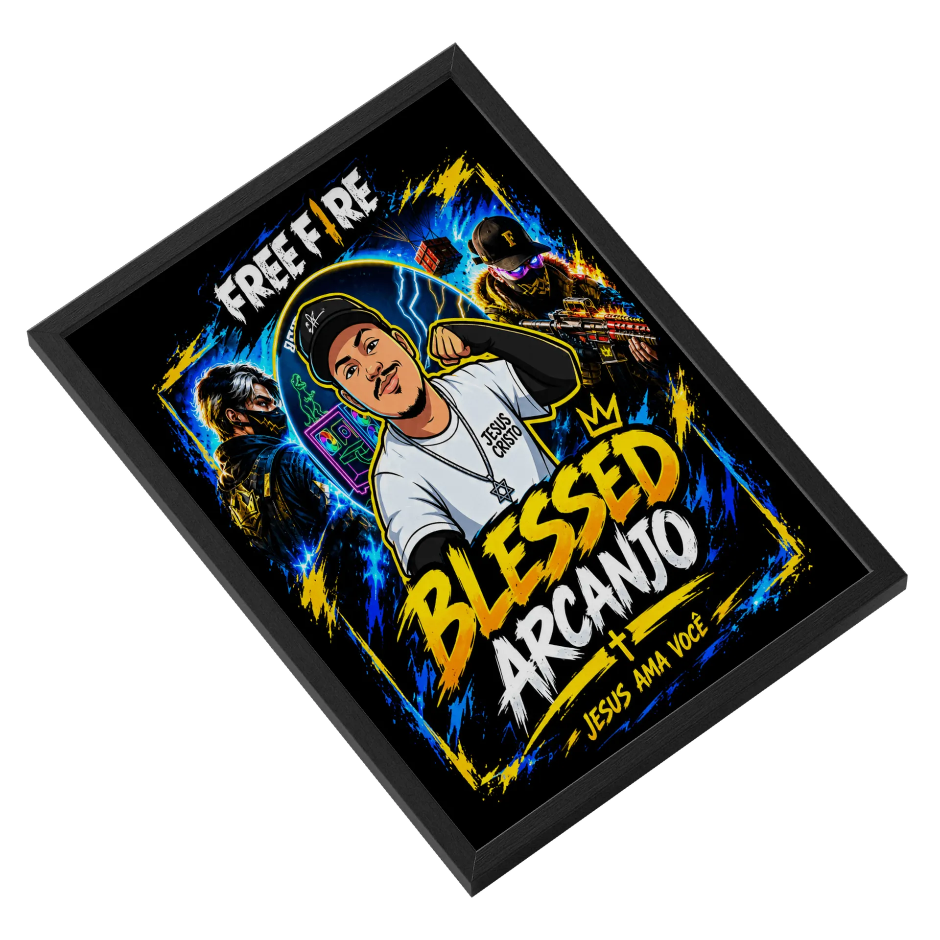 Quadro Arcanjo Blessed Frase Jesus Ama Você A3 - Imagem 2