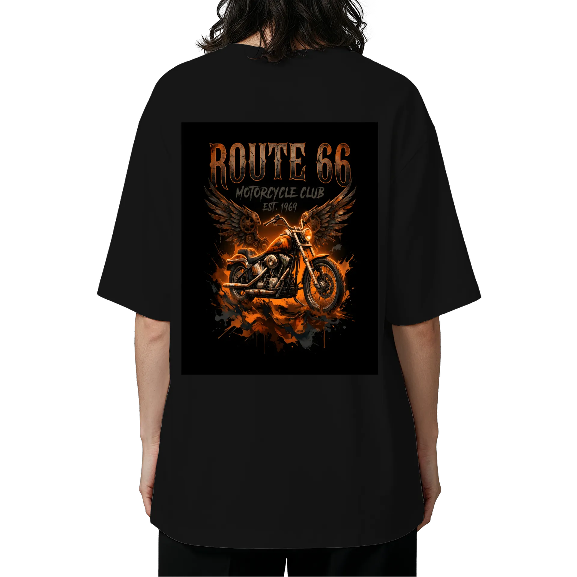 Camiseta Oversized Motorcycle Club Moto Vintage Laranja e - Imagem 5