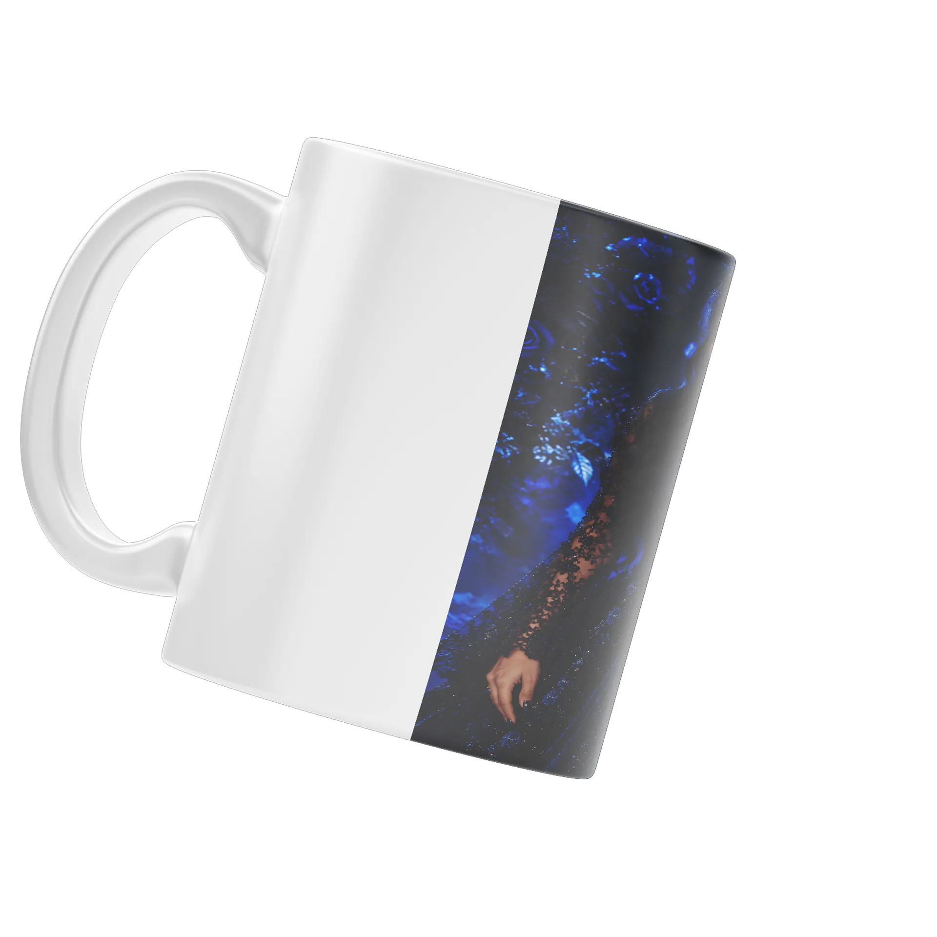 Caneca Mulher com Maquiagem de Caveira e Rosas Azuis 325ml - Imagem 3
