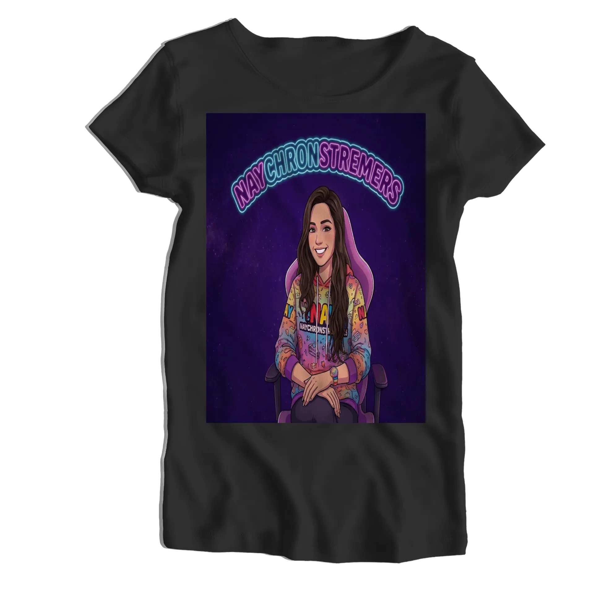 Camiseta Babylook Ilustração de Streamer Naychron 100% - Imagem 1