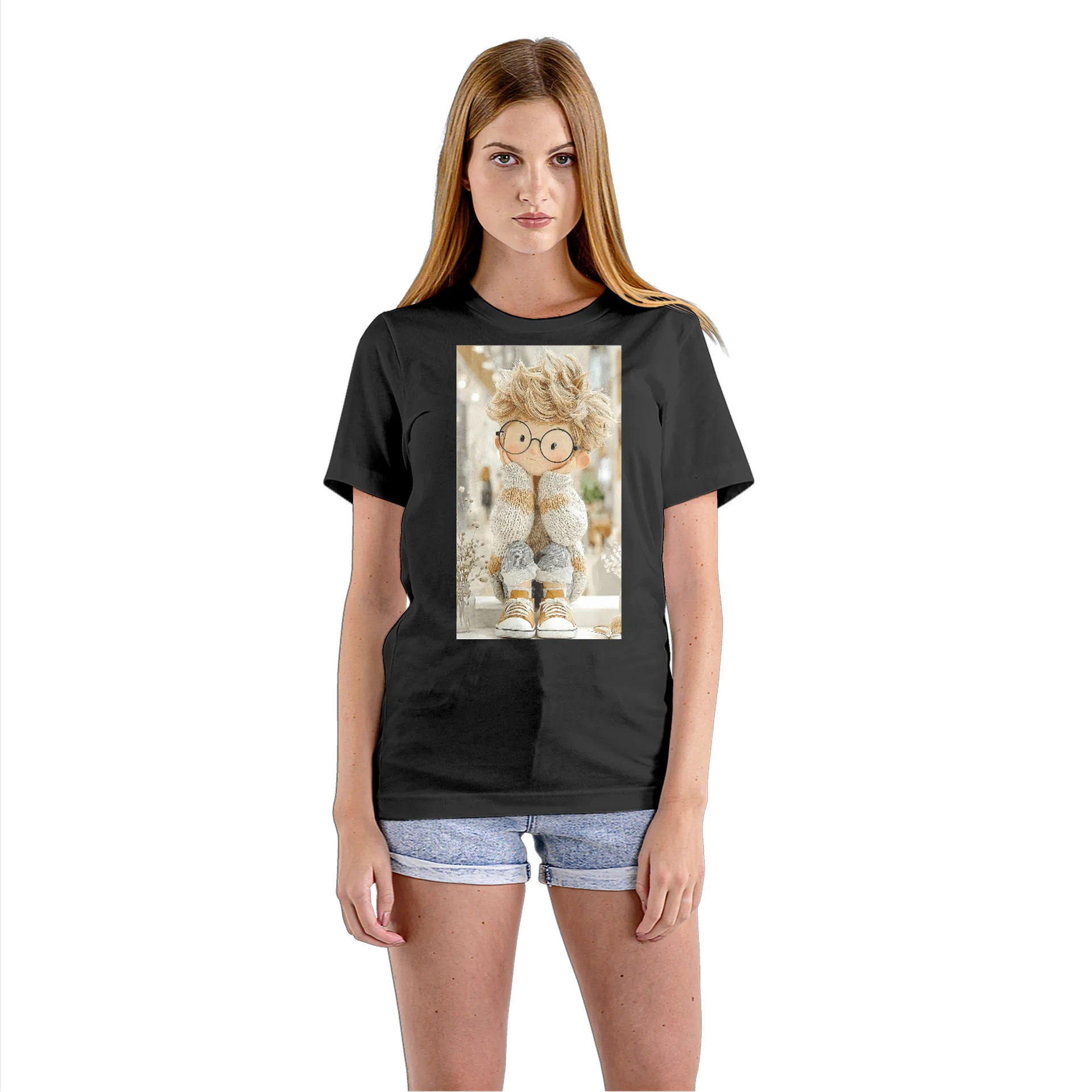 Camiseta Babylook Menino de Óculos Estilo Cartoon 100% - Imagem 3