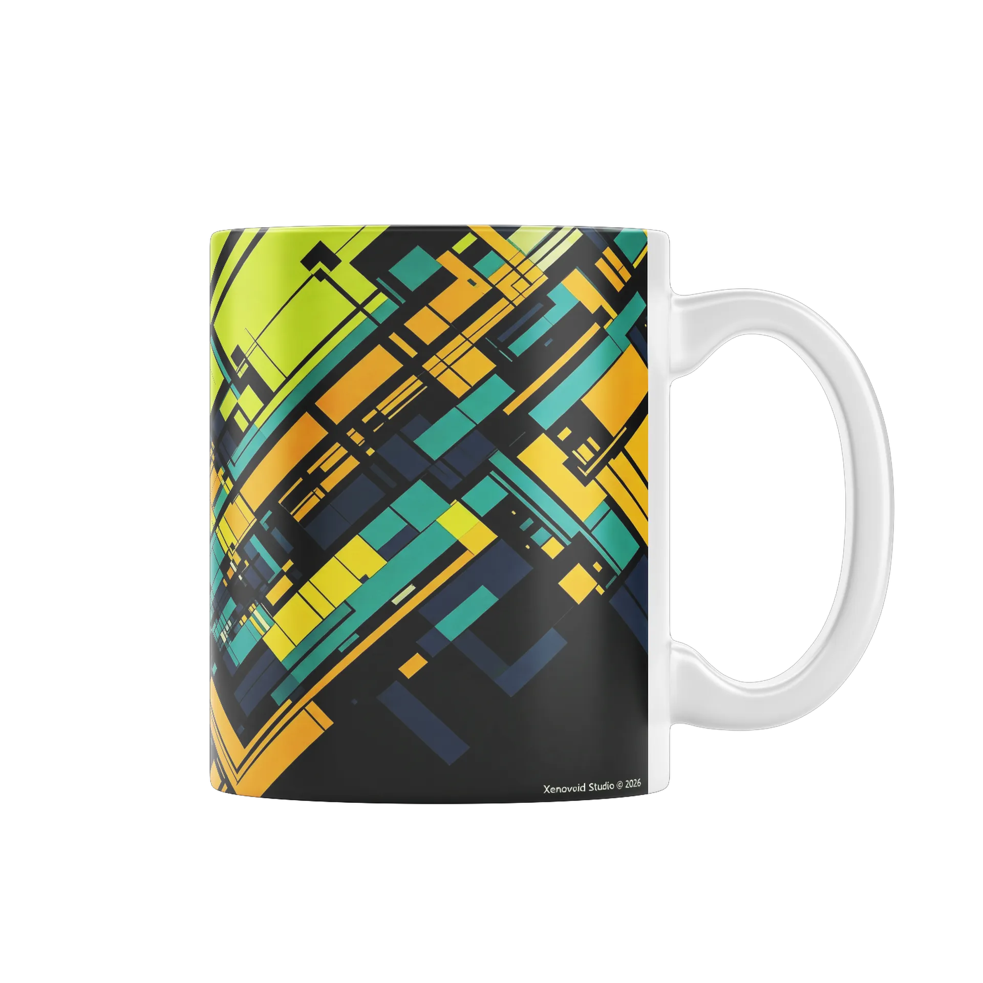 Caneca Cerâmica Geometria Abstrata Amarela 325ml - Imagem 1