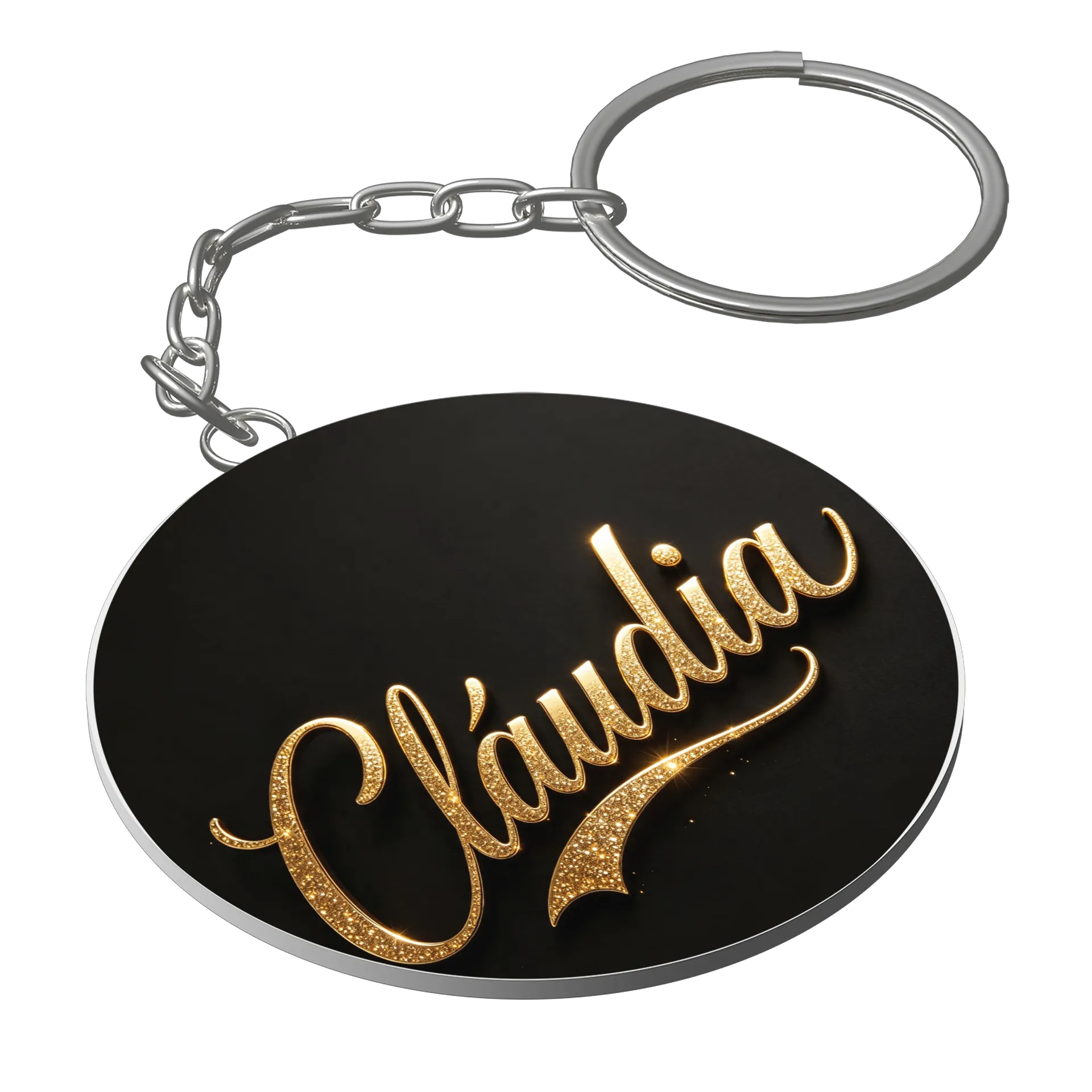 Chaveiro MDF Cláudia Estampa Letras Gliter - Imagem 1