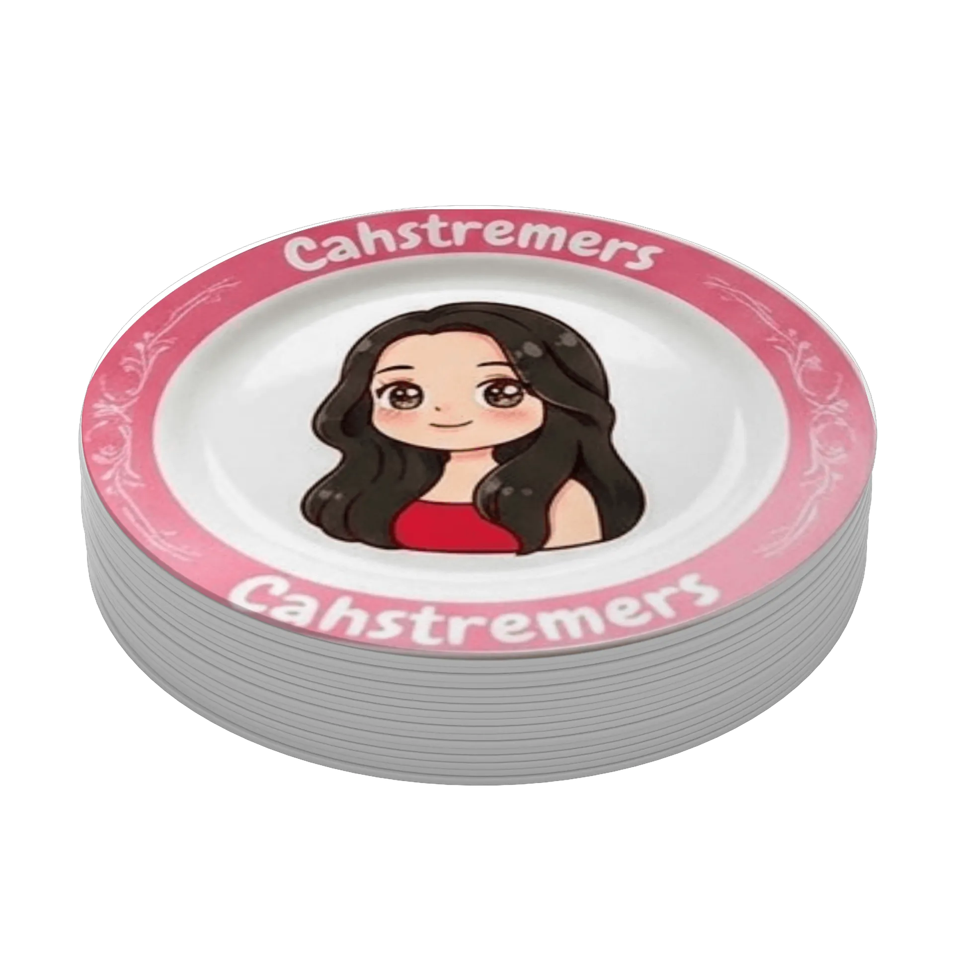Porta-copo Chibi Cabelo Escuro Rosa MDF - Imagem 3