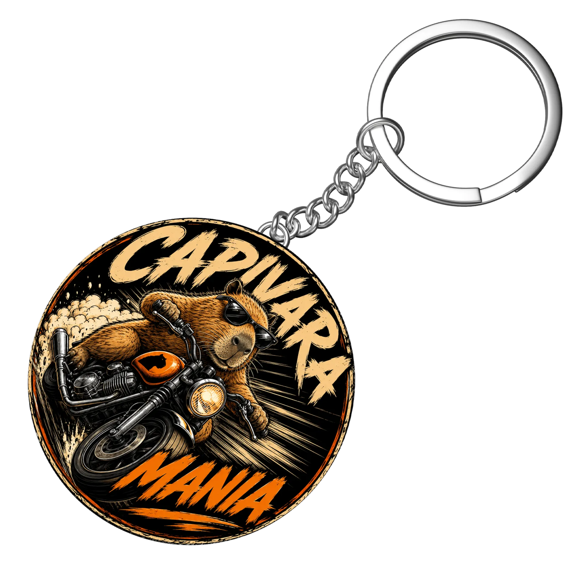 Chaveiro MDF Capivara Motociclista 5x5cm - Imagem 4