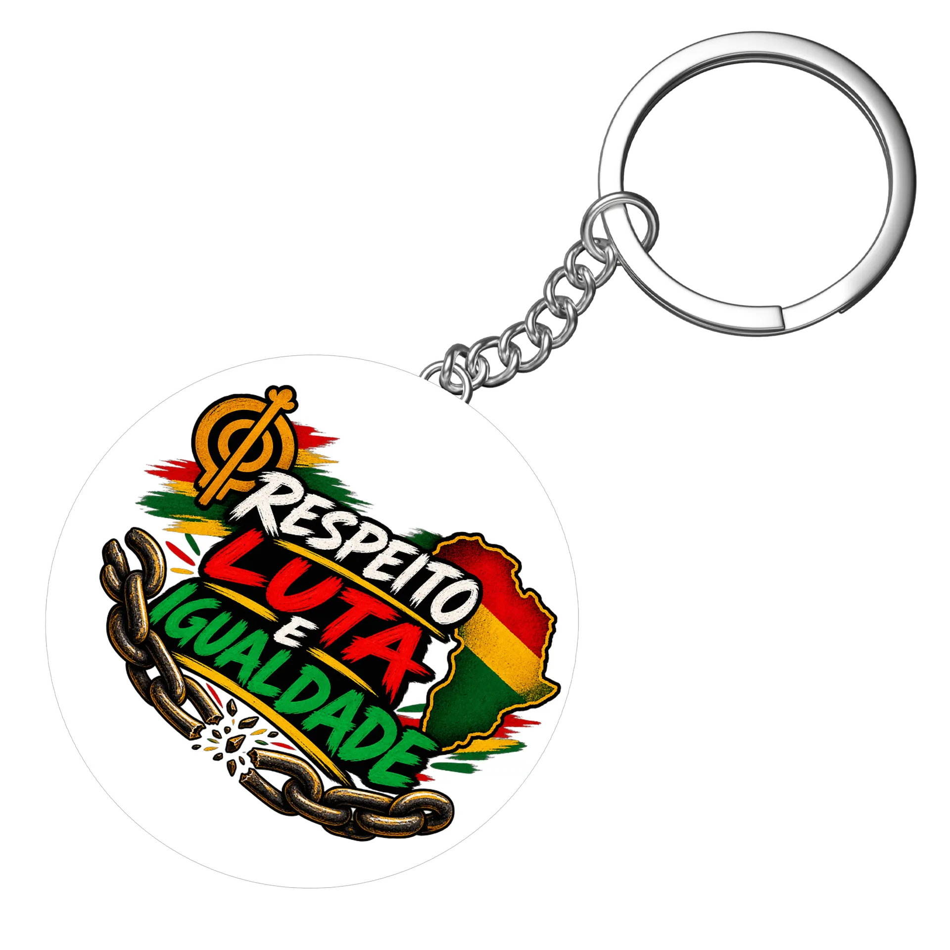 Chaveiro MDF Respeito Luta e Igualdade Mapa da África Rasta - Imagem 3