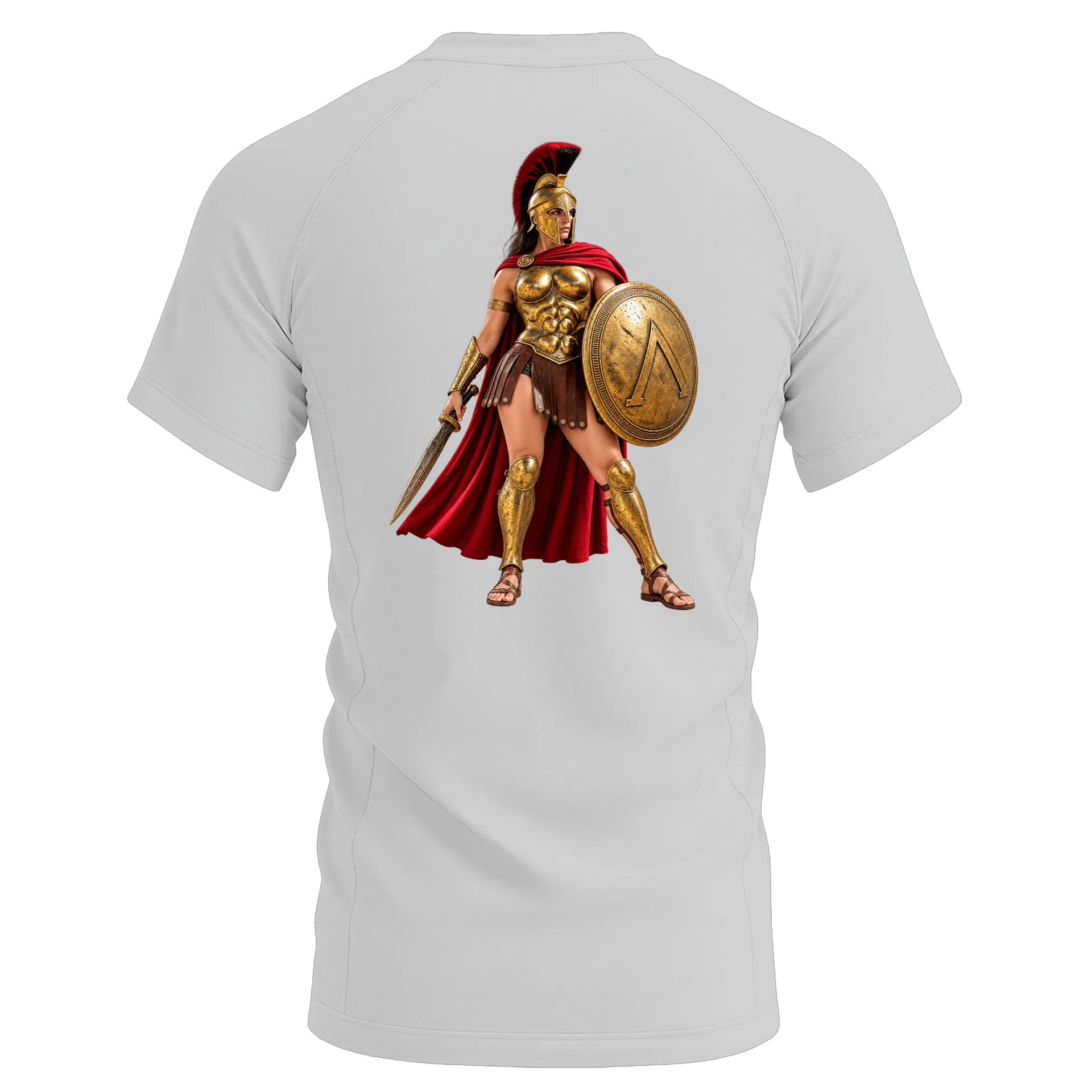 Camiseta Dry Fit Guerreira com Armadura Dourada Realista - Imagem 2