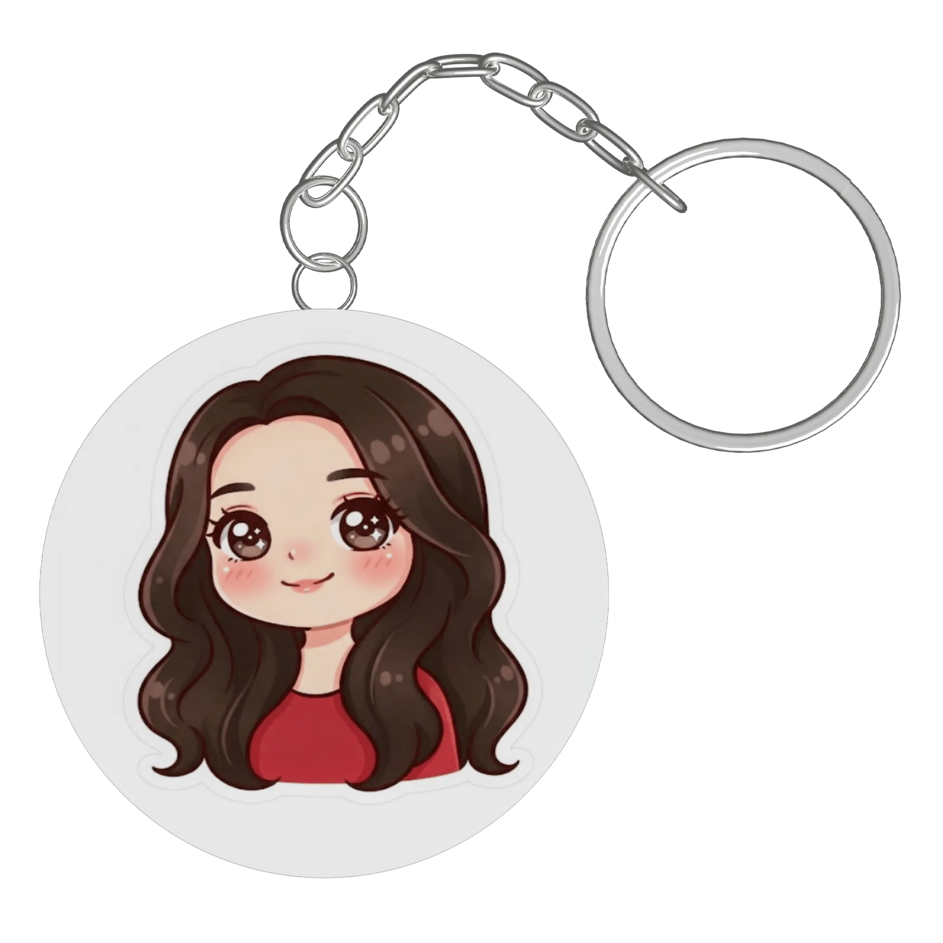 Chaveiro MDF Menina de Cabelo Longo Estilo Cartoon - Imagem 2