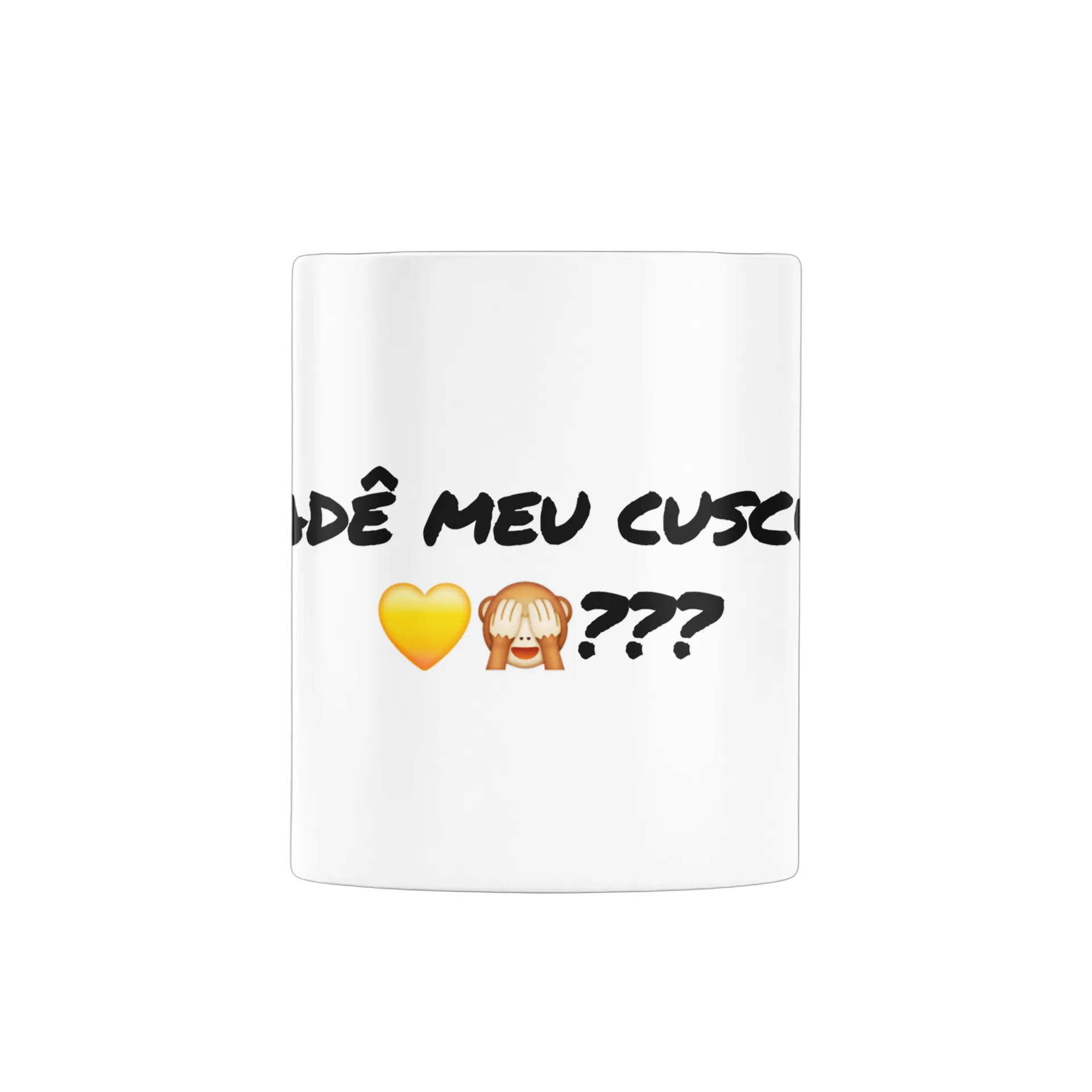 Caneca Porcelana Coração Amarelo e Macaquinho Estampa - Imagem 3