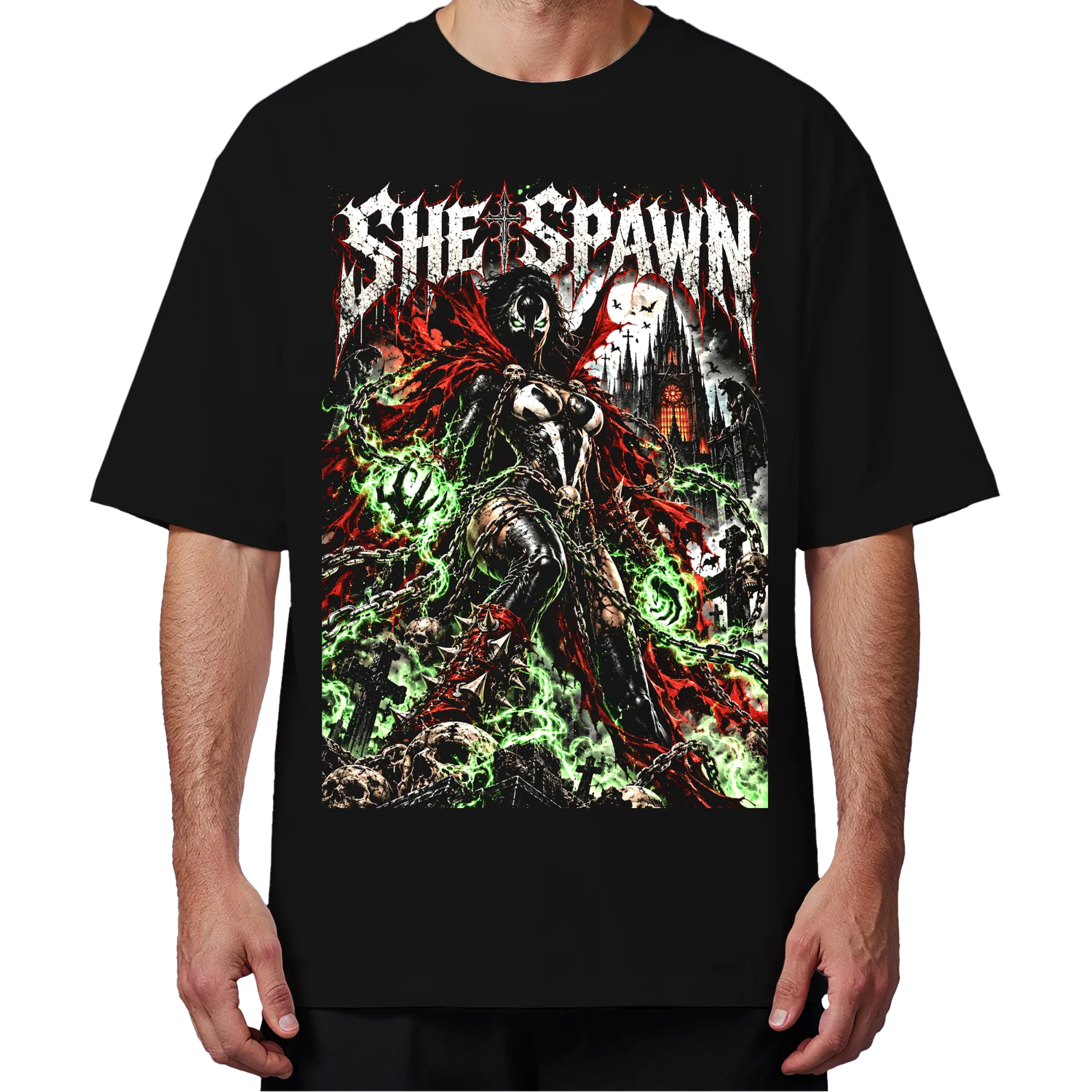 Camiseta Oversized She Spawn Premium - Estampa Peito - Imagem 4