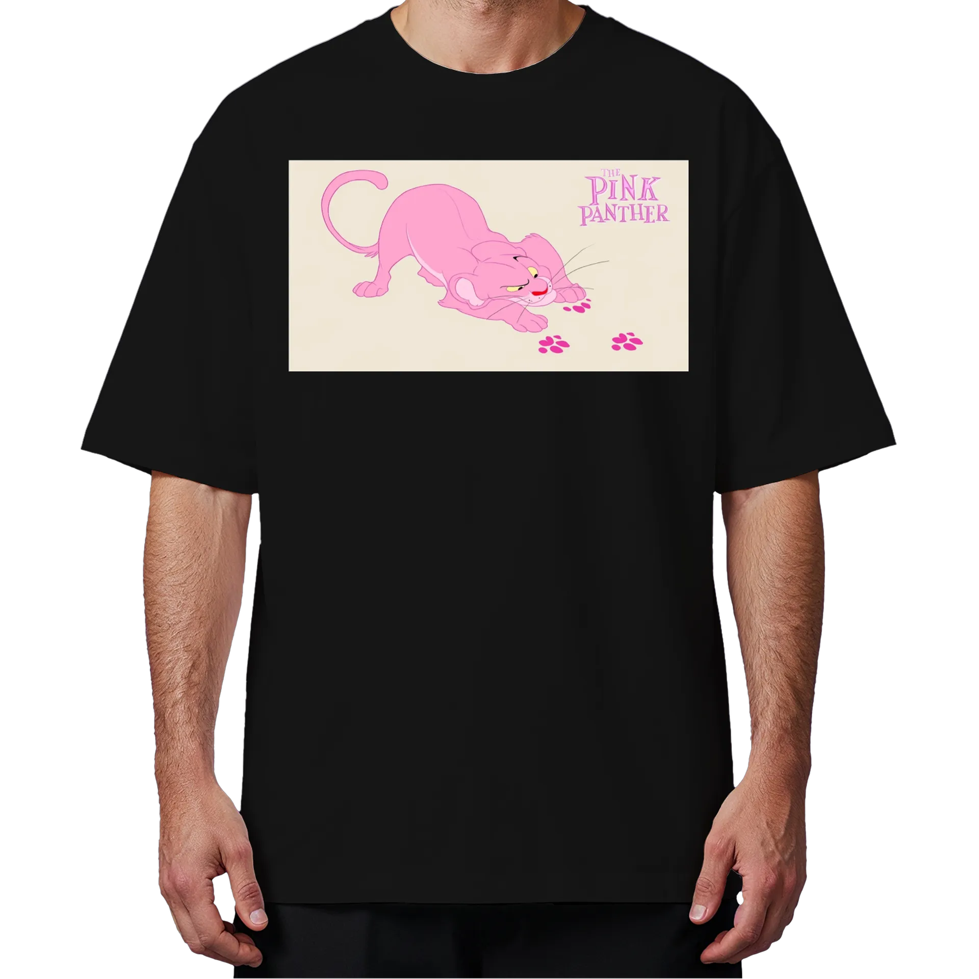 Camiseta Oversized Pantera Rosa Estampa Cartoon 100% Algodão - Imagem 4