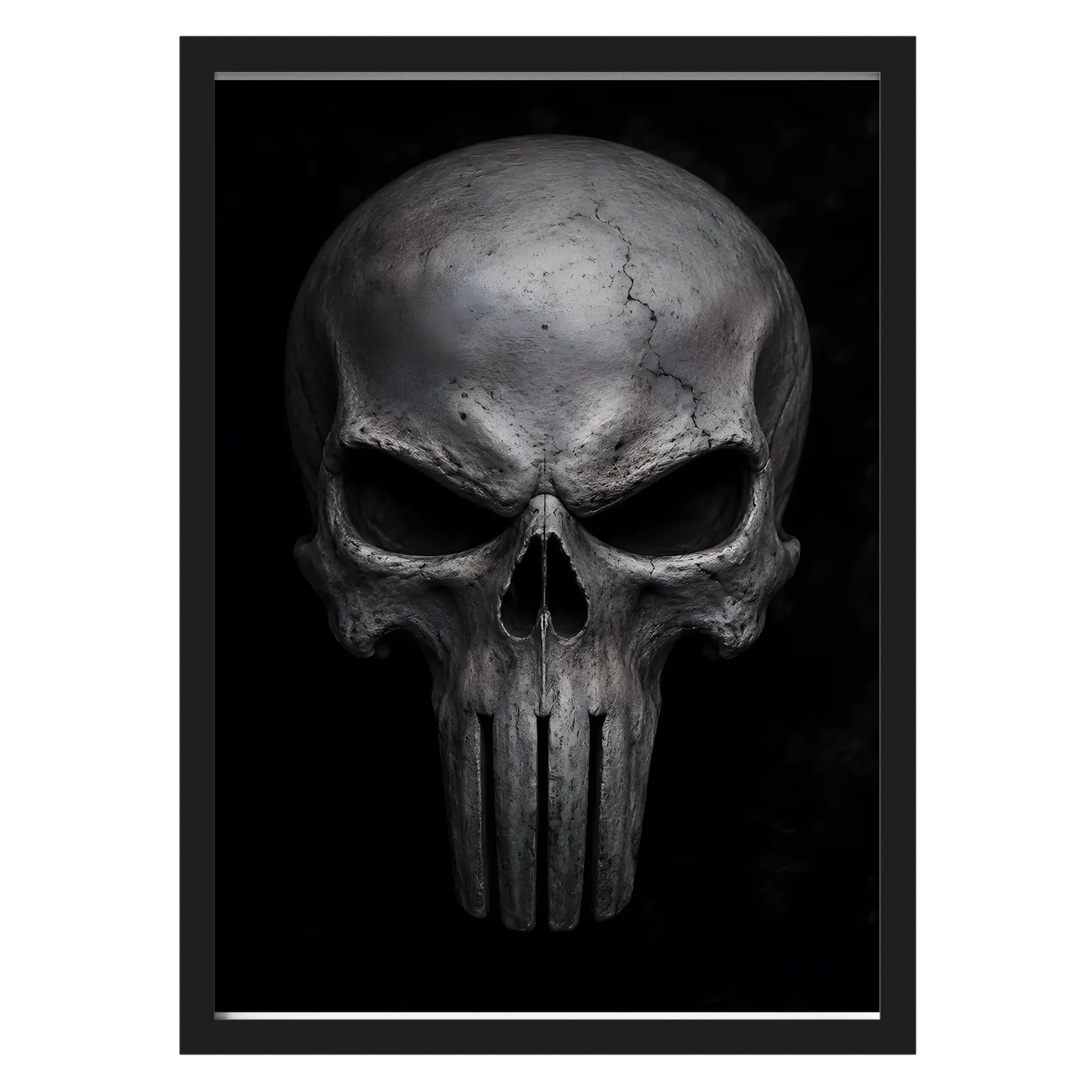 Quadro Caveira Realista em Preto e Cinza A3 com Vidro - Imagem 1