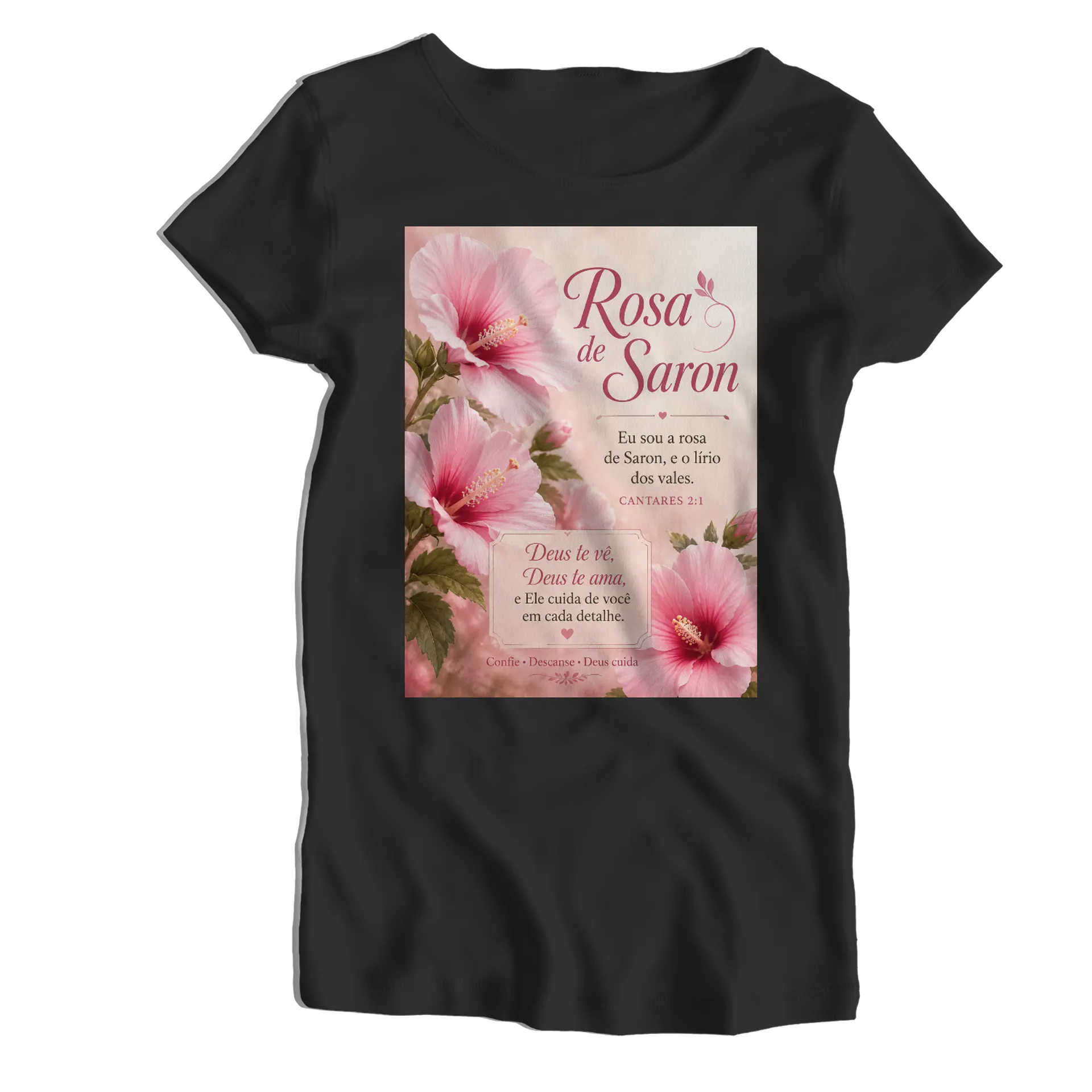 Camiseta Babylook Rosa de Saron 100% Algodão de HUGO GOES 