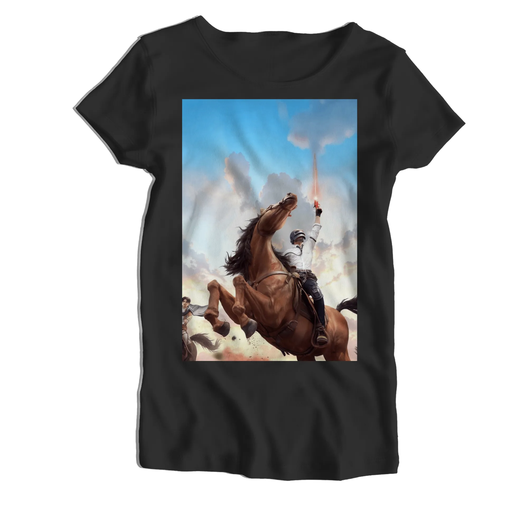 Camiseta Babylook Cavalo e Cavaleiro Ilustração 100% Algodão - Imagem 1