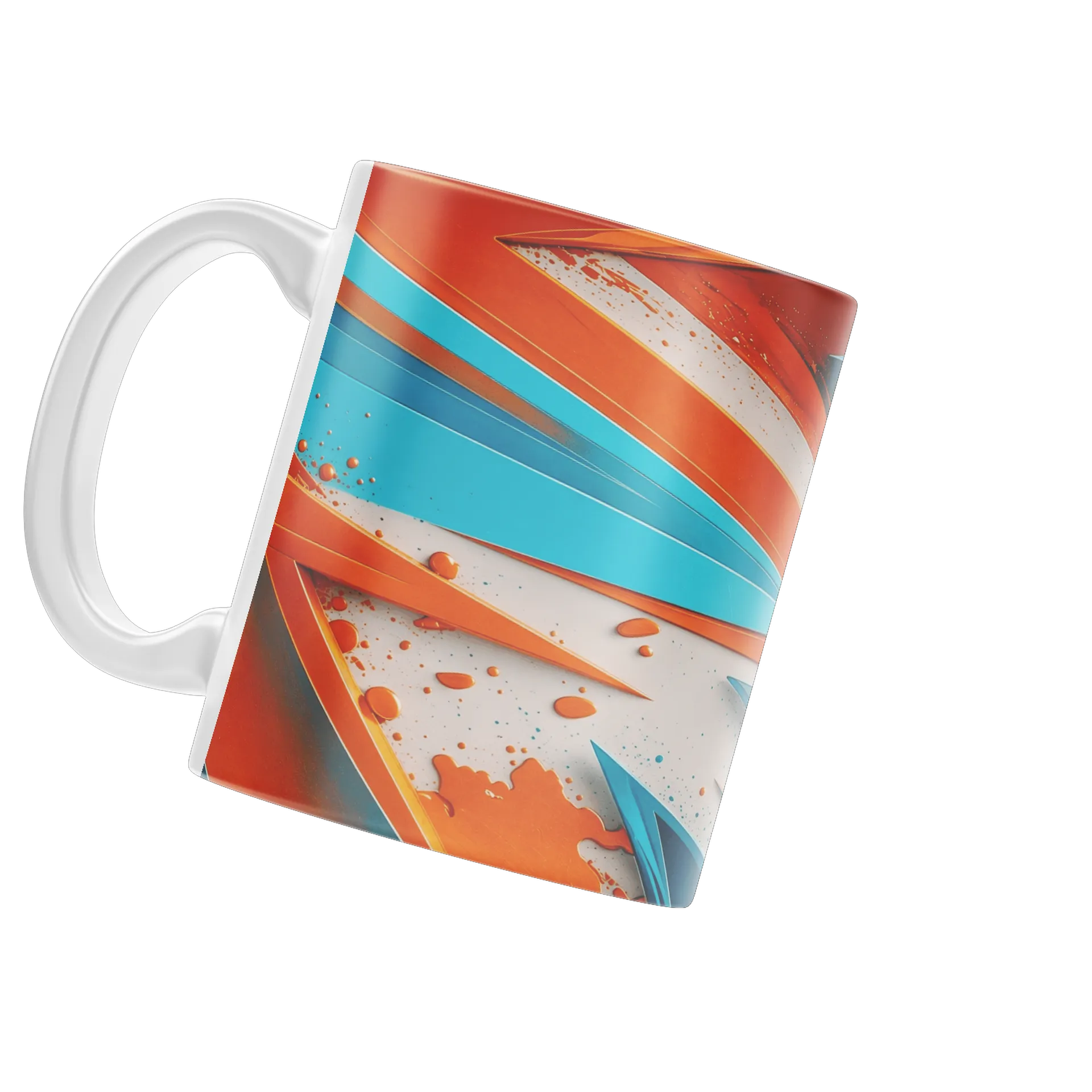 Caneca Abstrata Geométrica Laranja e Azul 325ml - Imagem 3