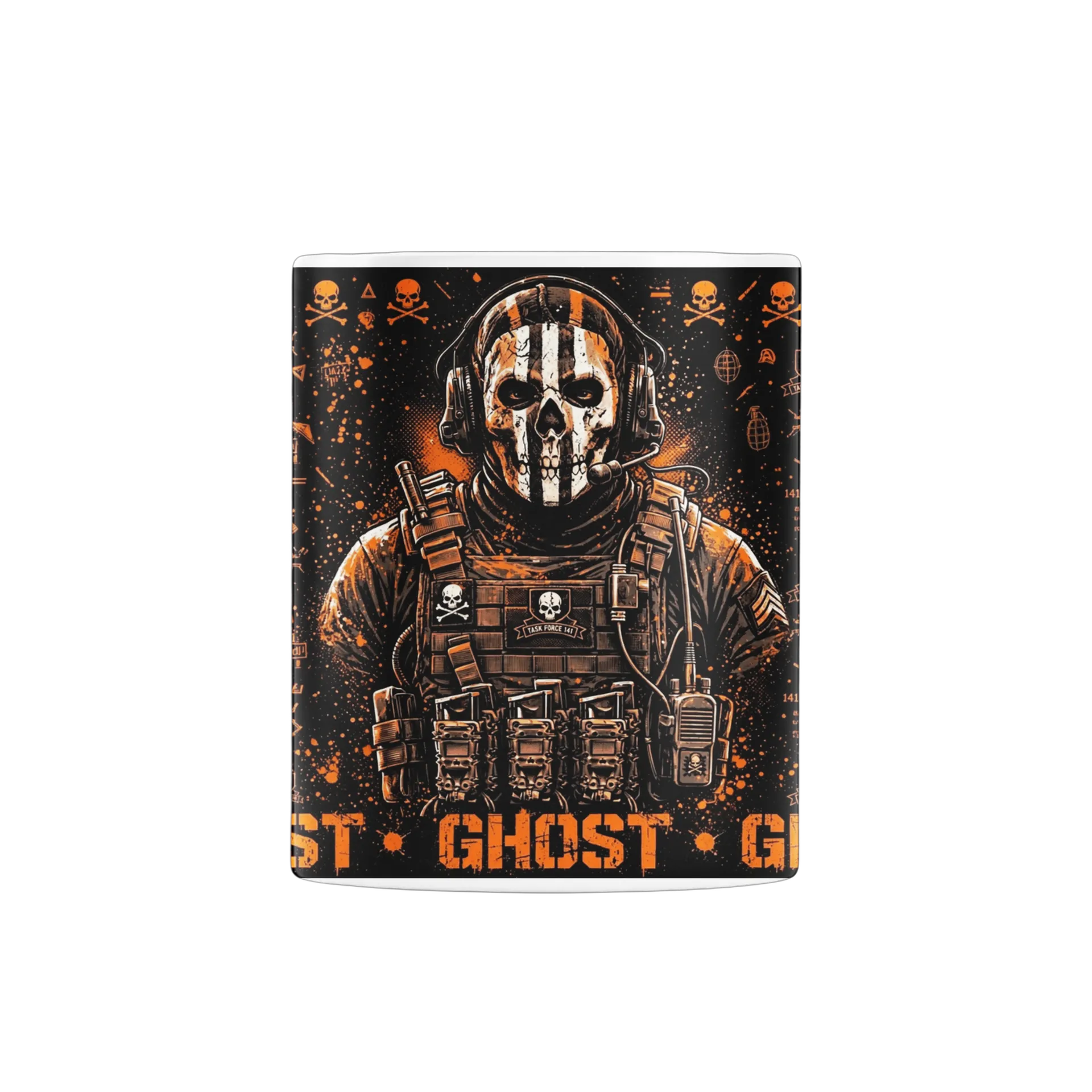 Caneca Soldado com Máscara de Caveira Estilo Grunge 325ml de gabriel — imagem 2 de 4