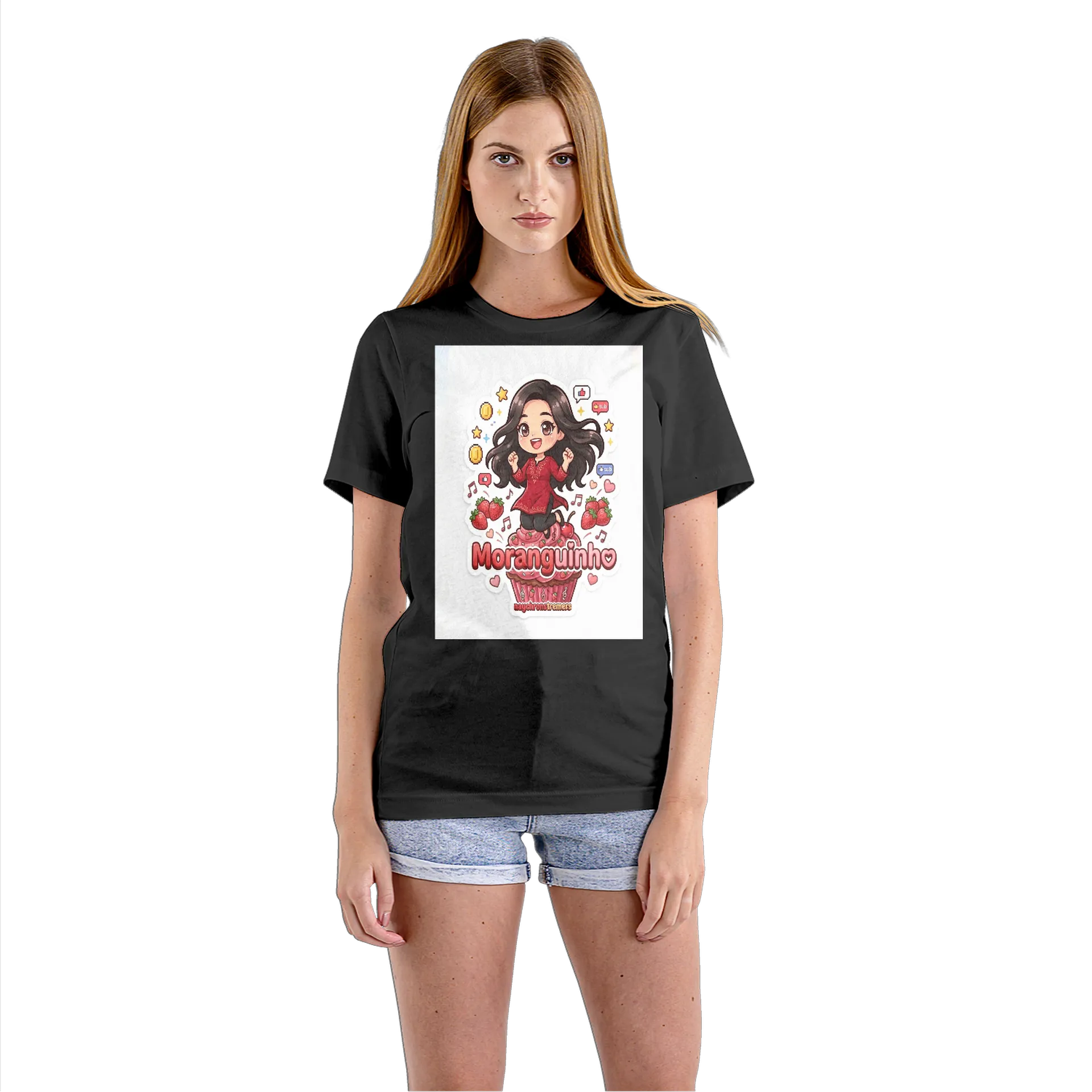 Camiseta Babylook Moranguinho Personagem Cartoon 100% - Imagem 3