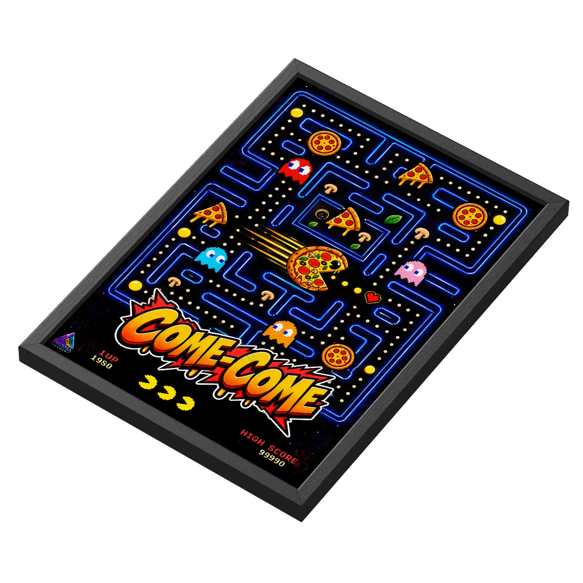 Quadro Labirinto COME-COME Pizza e Fantasmas A3 com Vidro de PRISMA GAMER — imagem 3 de 3
