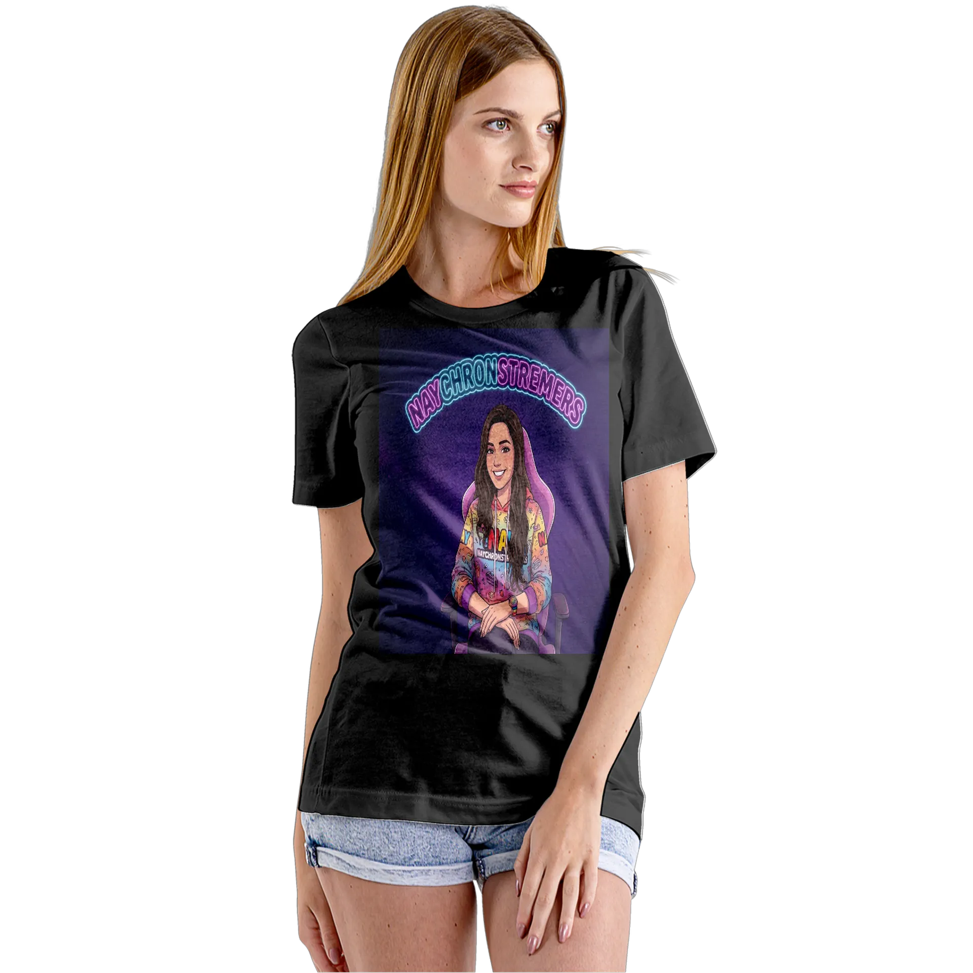 Camiseta Babylook Ilustração de Streamer Naychron 100% - Imagem 5