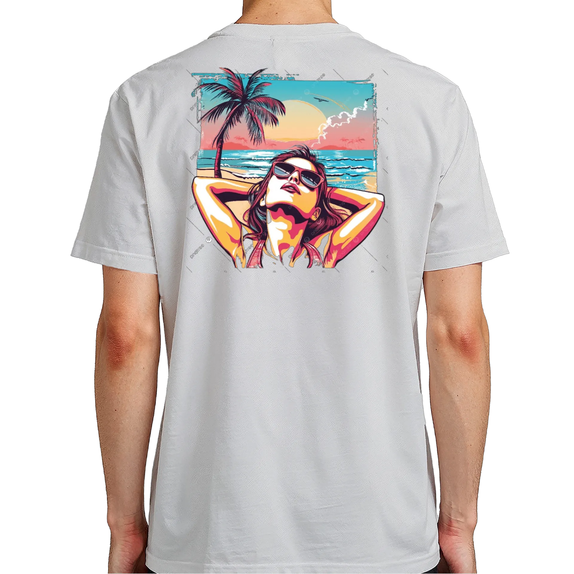 Camiseta Praia Mulher Estilo Retrô 100% Algodão - Imagem 7