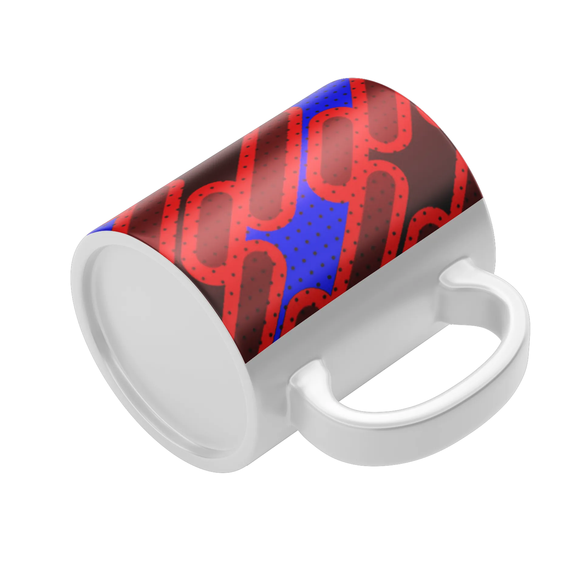 Caneca Estampa Abstrata Vermelho Azul 325ml - Imagem 4