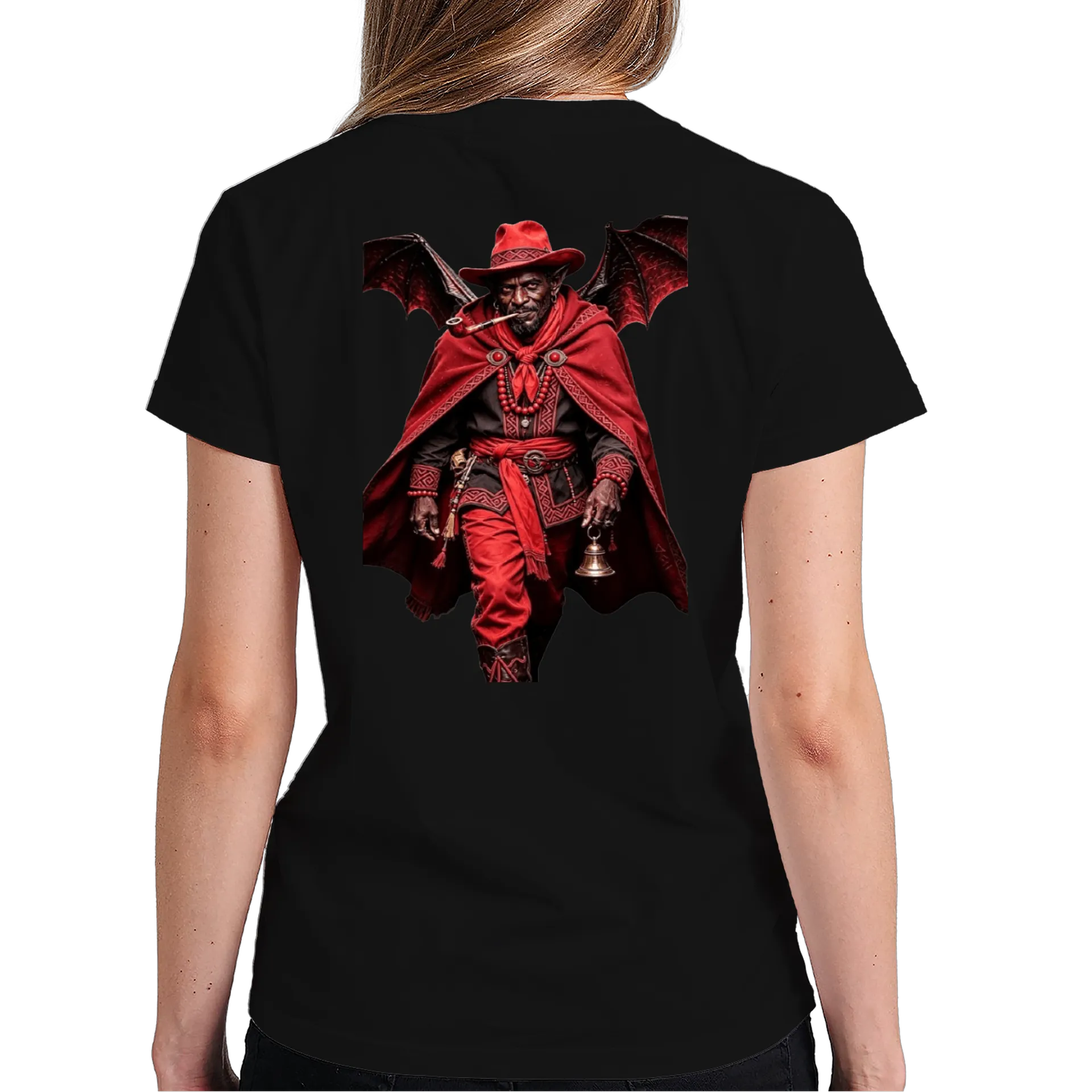 Camiseta Exu Morcego Estampa Vermelha 100% Algodão - Imagem 6