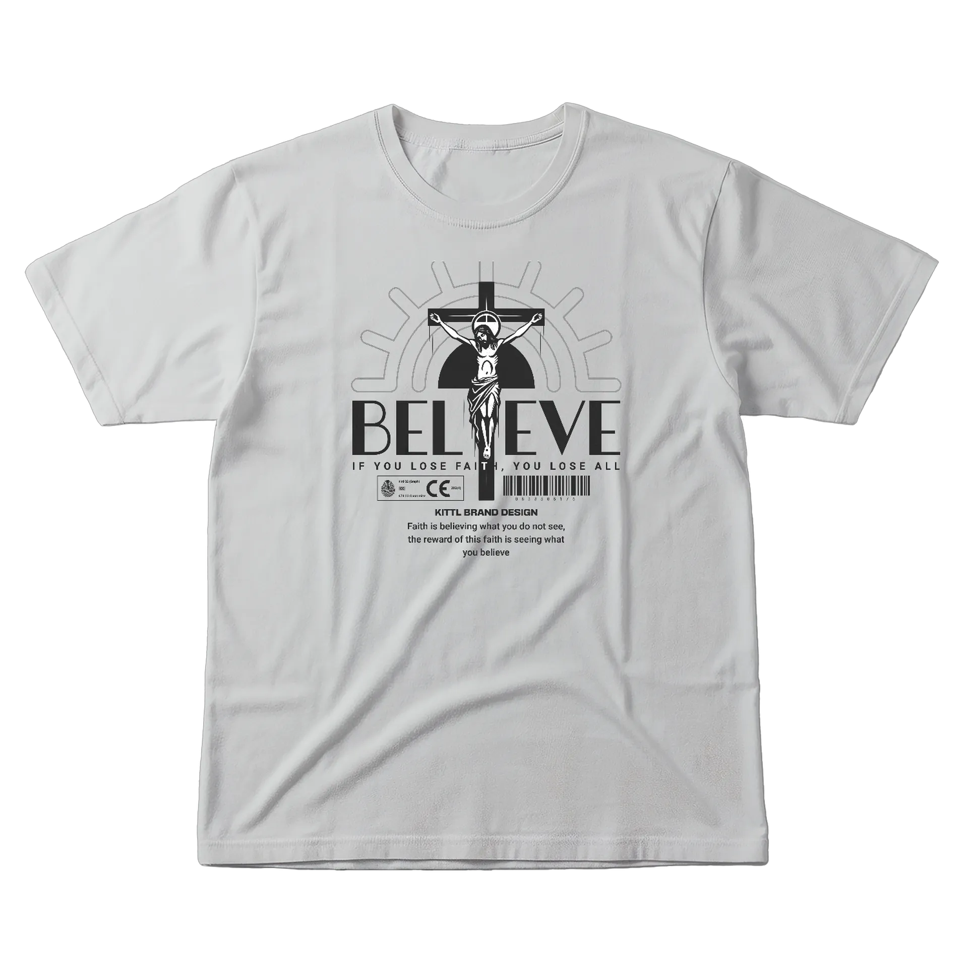 Camiseta Estampa Cruz Cristo 100% Algodão - Imagem 1