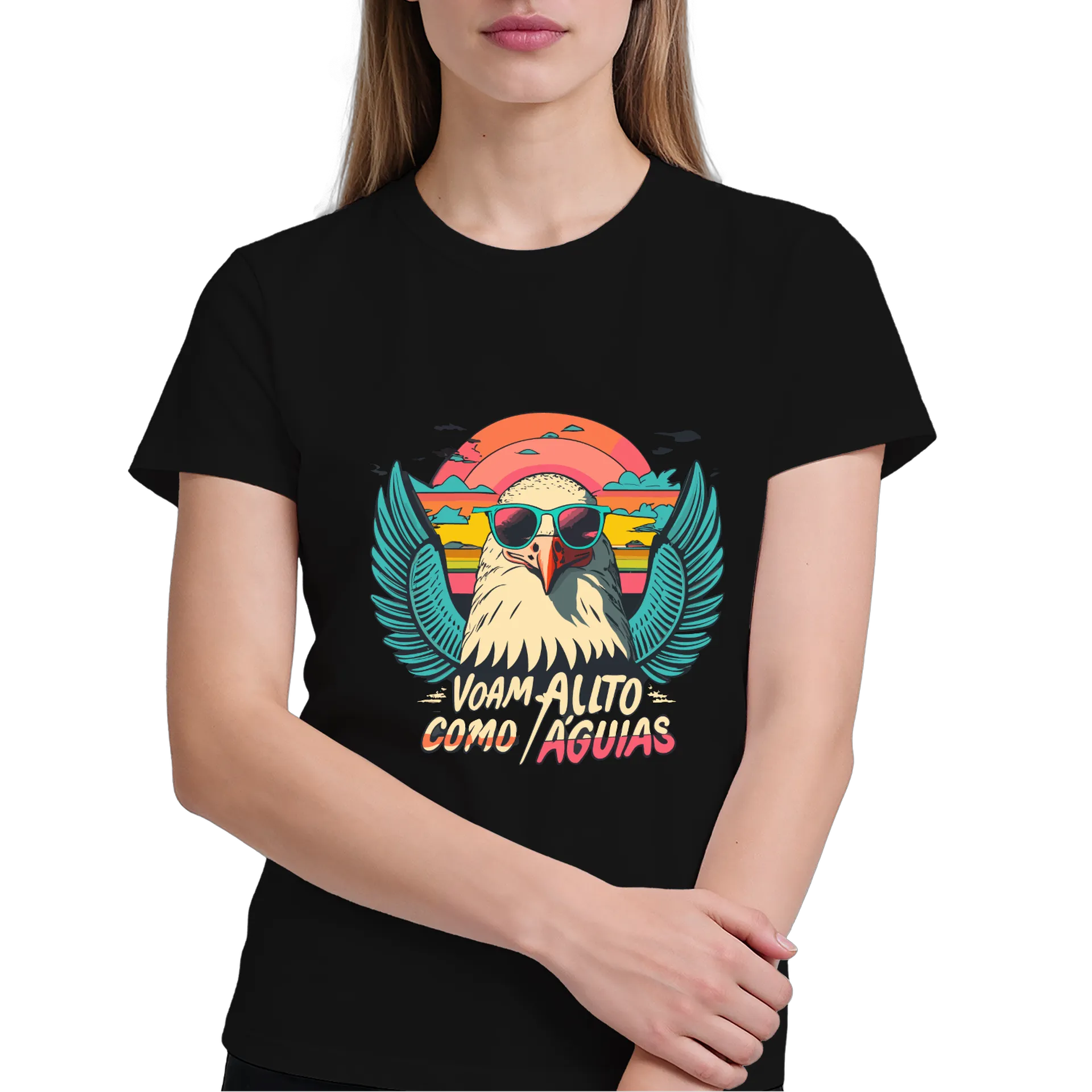 Camiseta Águia com Óculos Estampa Colorida 100% Algodão - Imagem 4