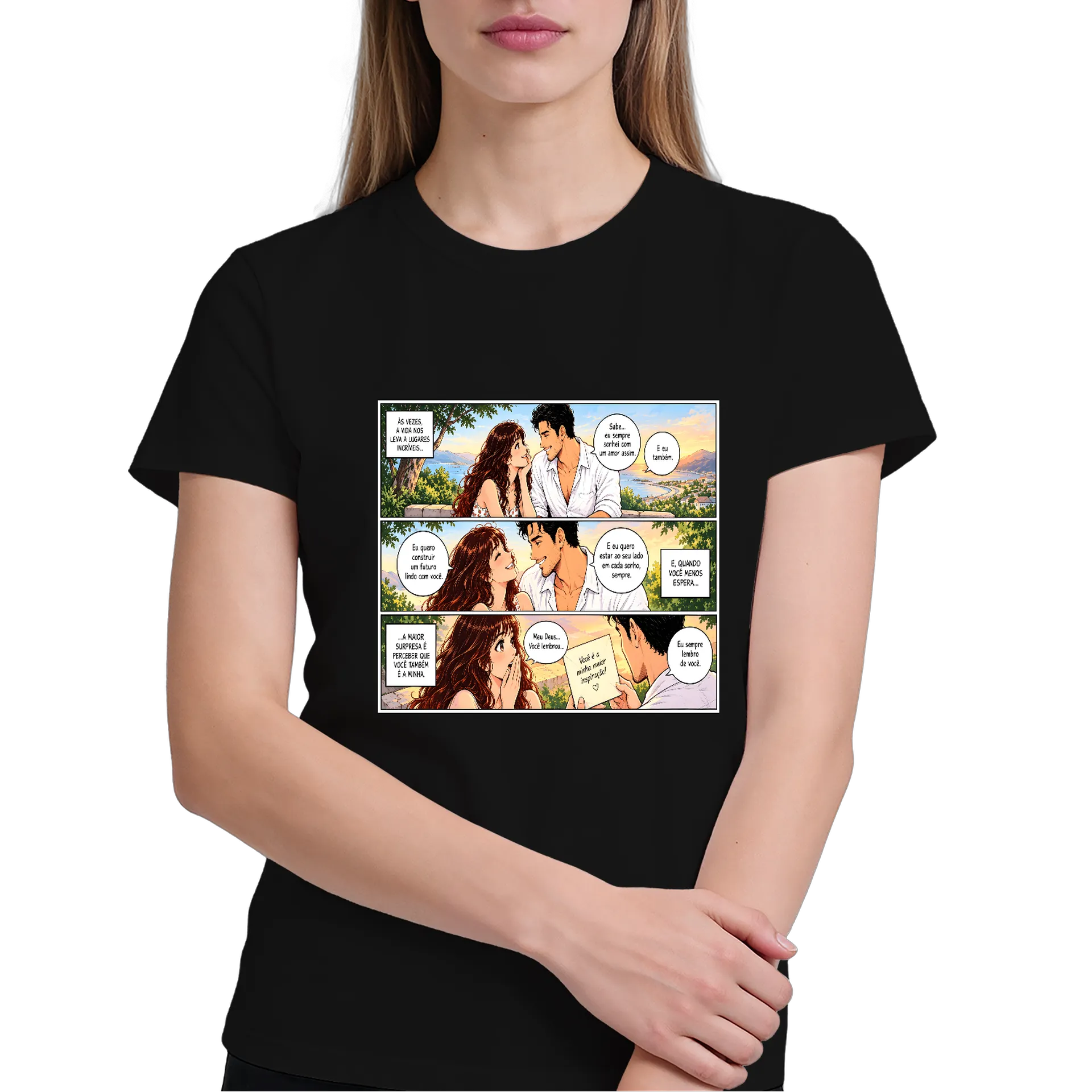 Camiseta Estampa Romance Ilha Luz 100% Algodão - Imagem 3