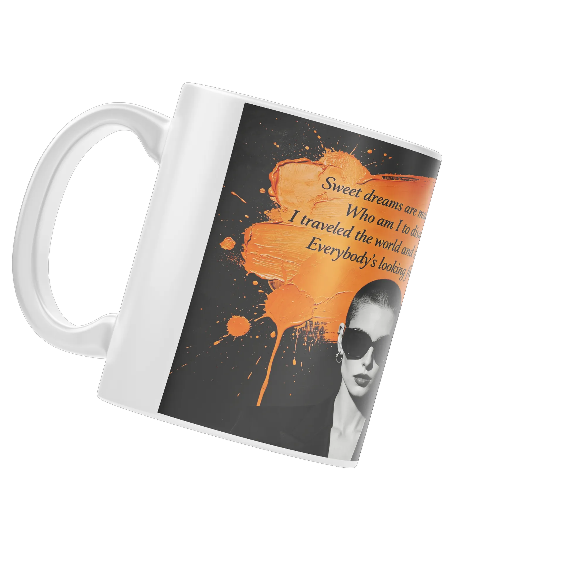 Caneca Porcelana Frase Poética Cinza e Laranja 325ml - Imagem 3
