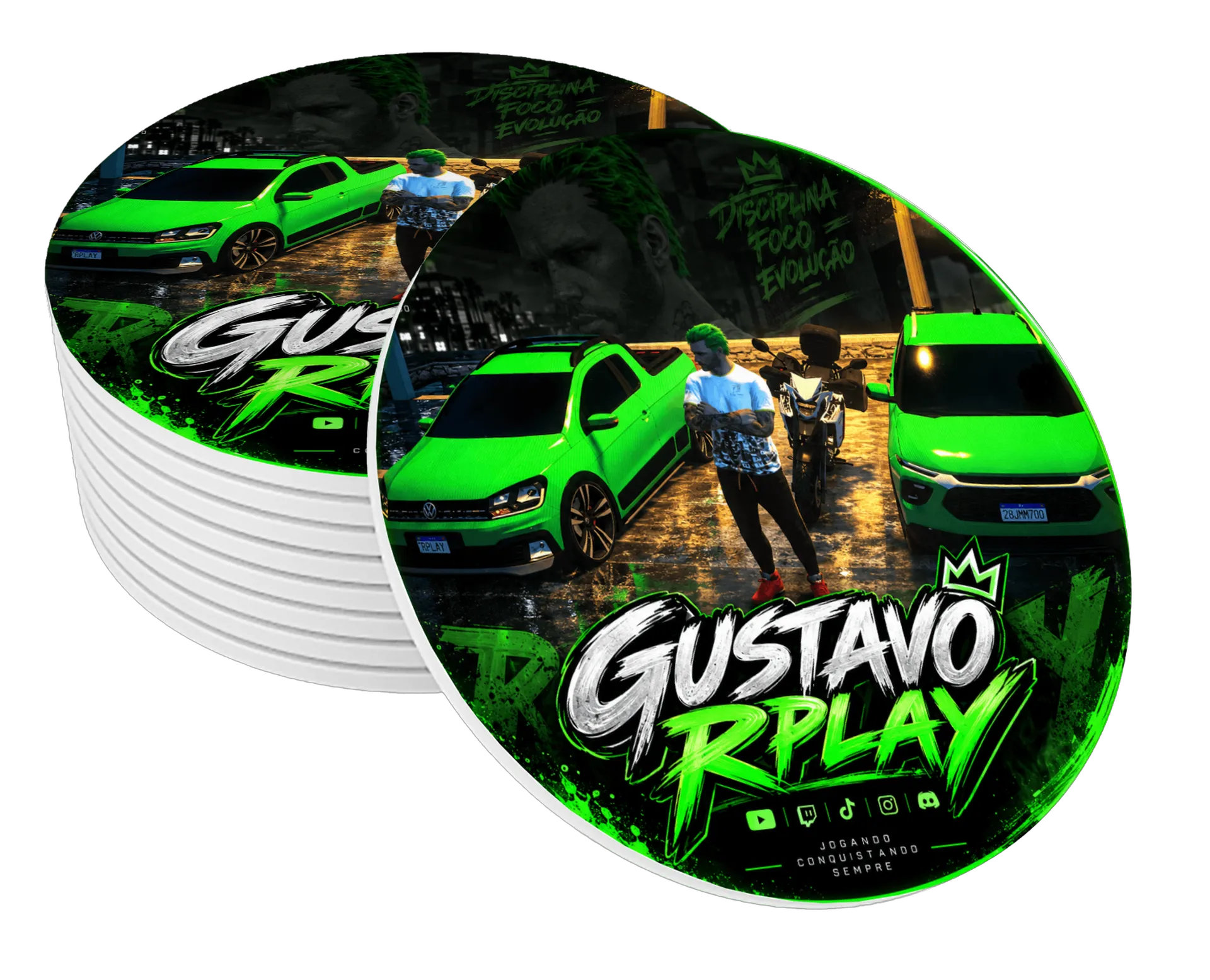 Porta-copo Neon Gustavo Rplay MDF - Imagem 1