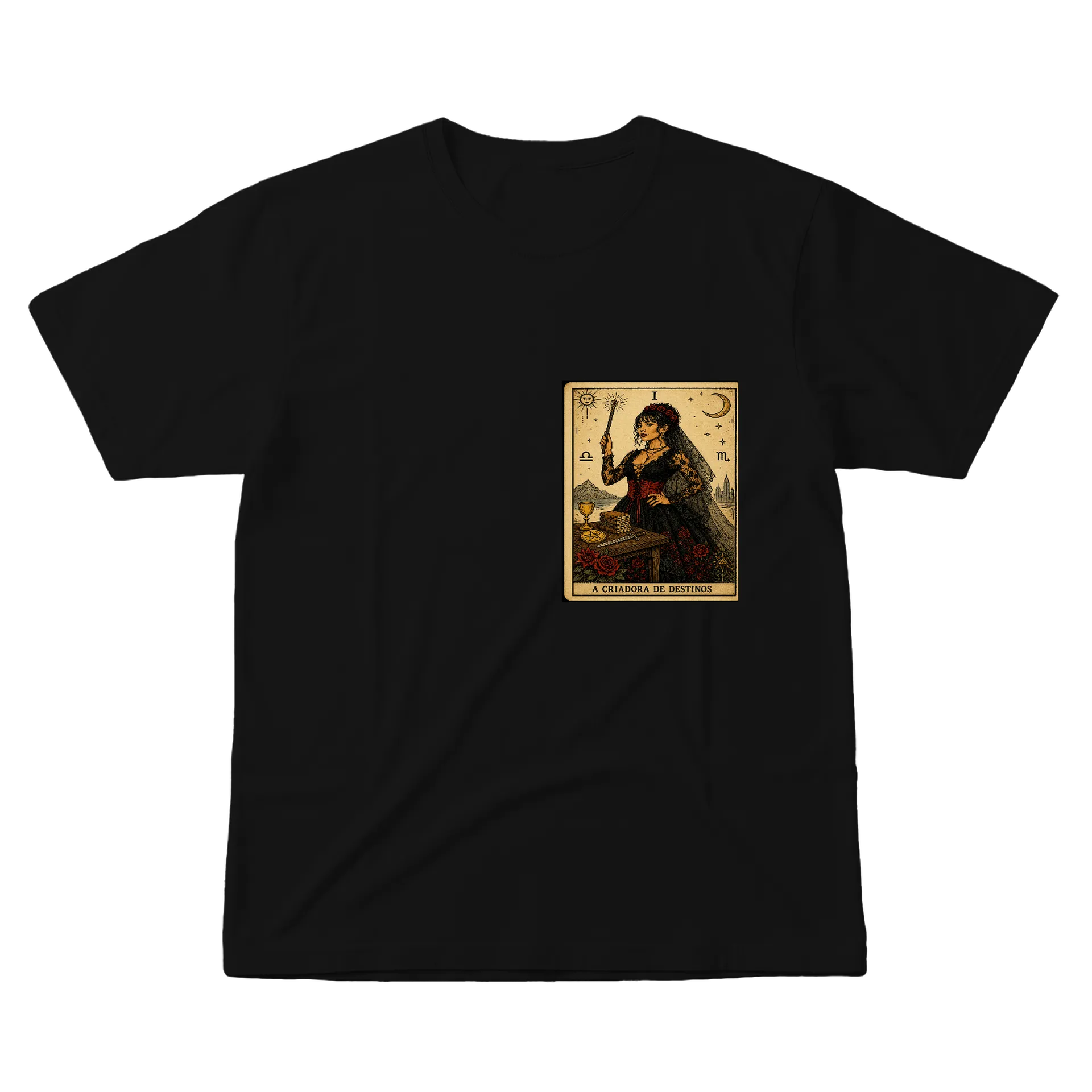 Camiseta A Criadora De Destinos 100% Algodão Preto - Imagem 1