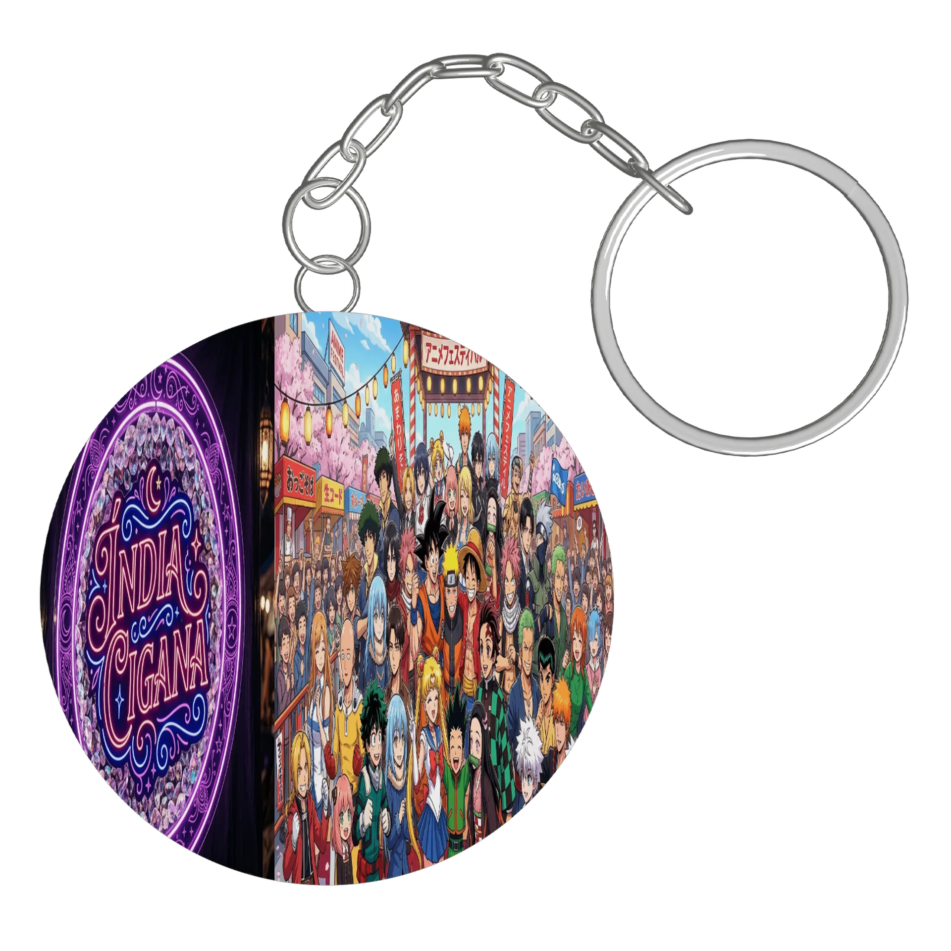 Chaveiro MDF Estampa Anime Personagens Diversos de Edna