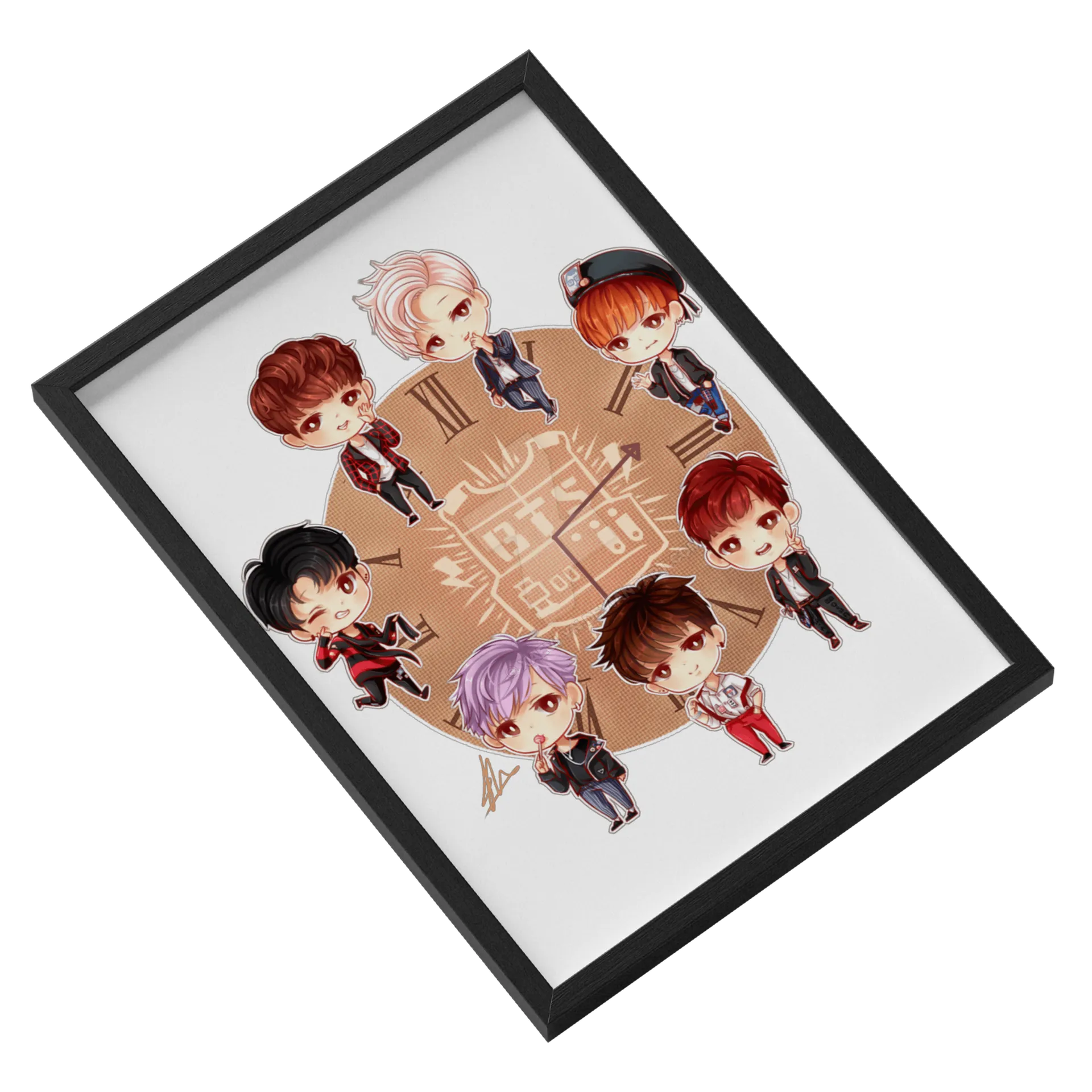 Quadro Estampa Chibi BTS MDF e Vidro A3 - Imagem 2