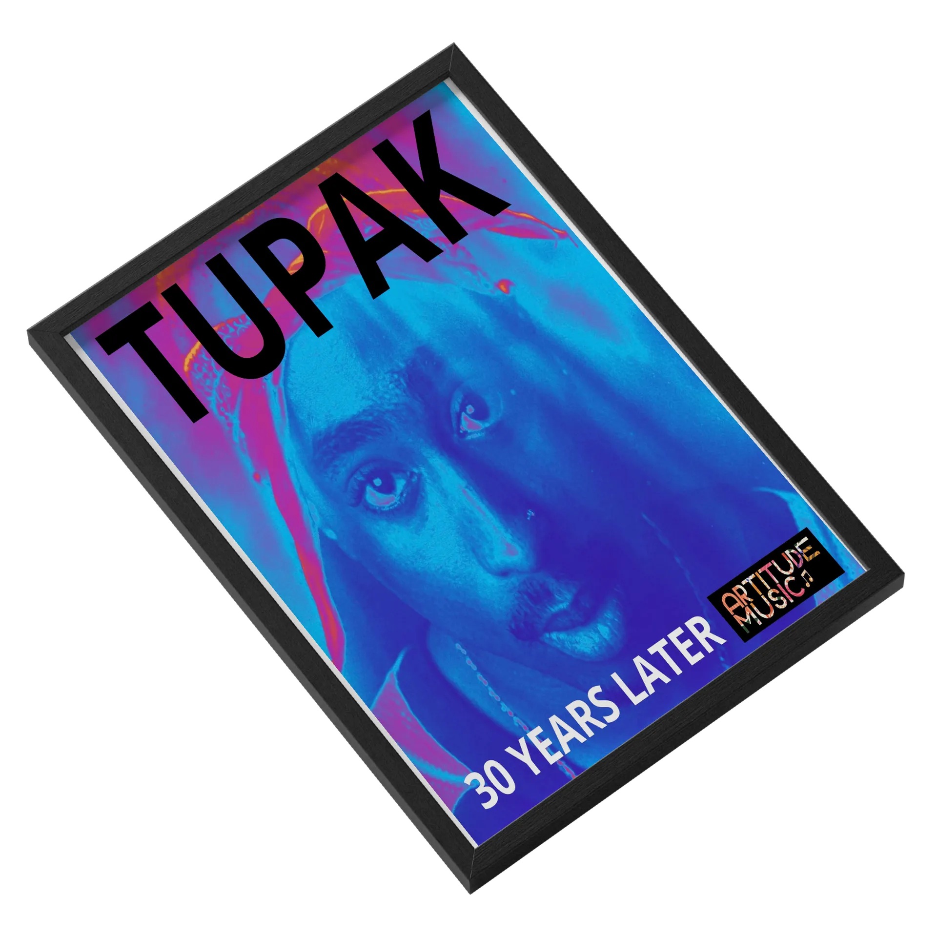 Quadro Retrato TUPAK 30 Years Later Arte Neon A3 - Imagem 2