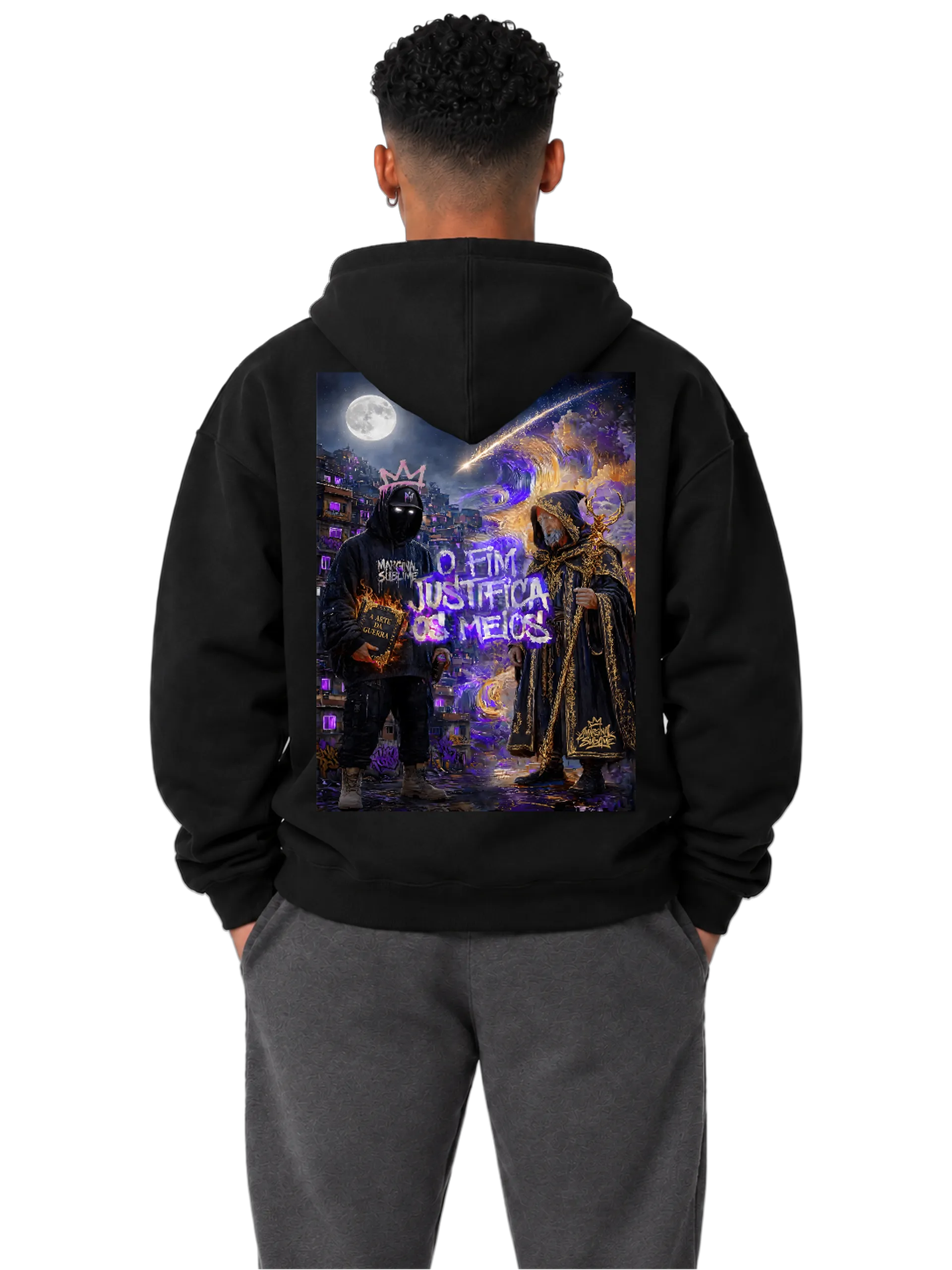 Blusa Moletom Canguru Arte da Guerra Roxa e Dourada - Imagem 4