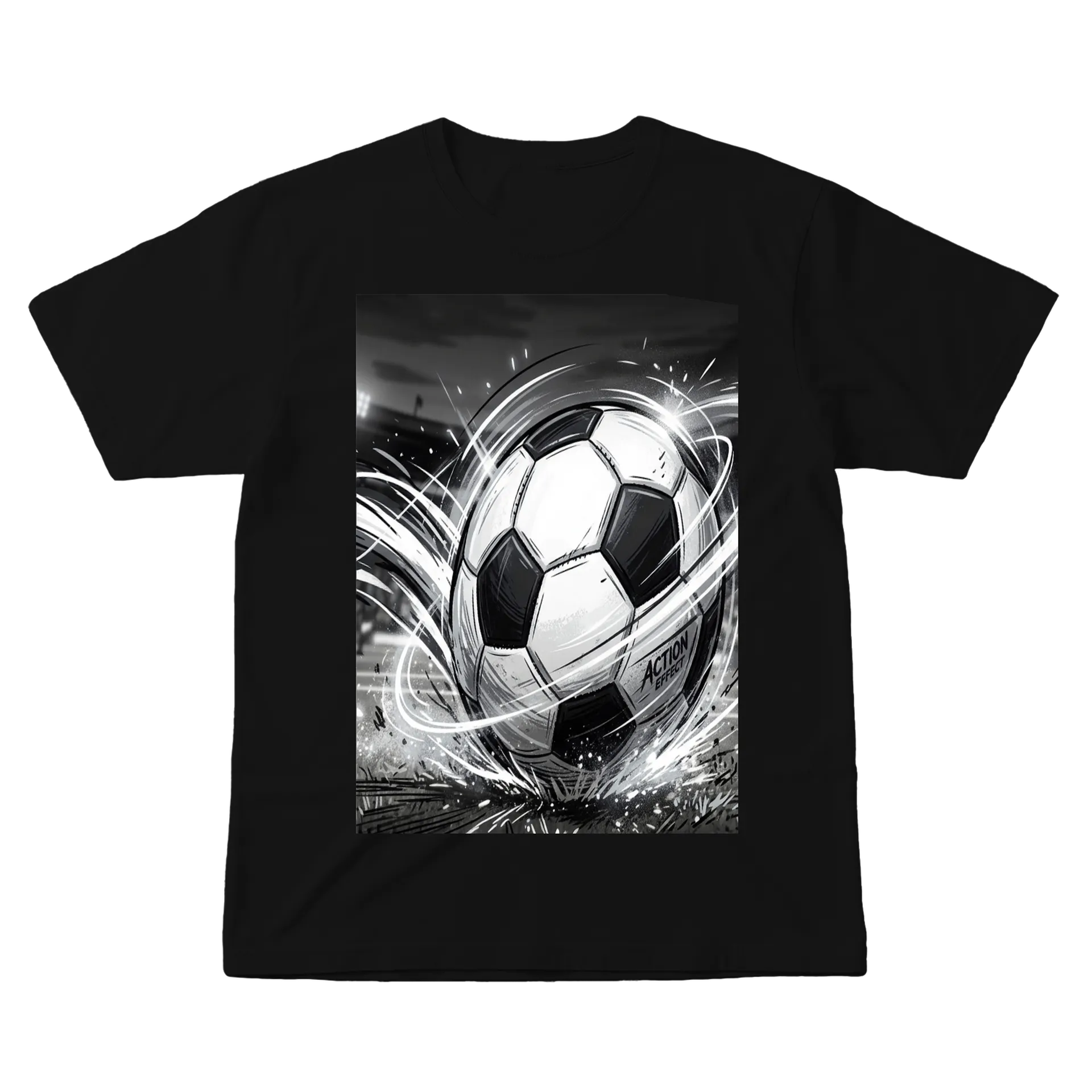 Camiseta Bola de Futebol em Arte Monocromática 100% Algodão - Imagem 1