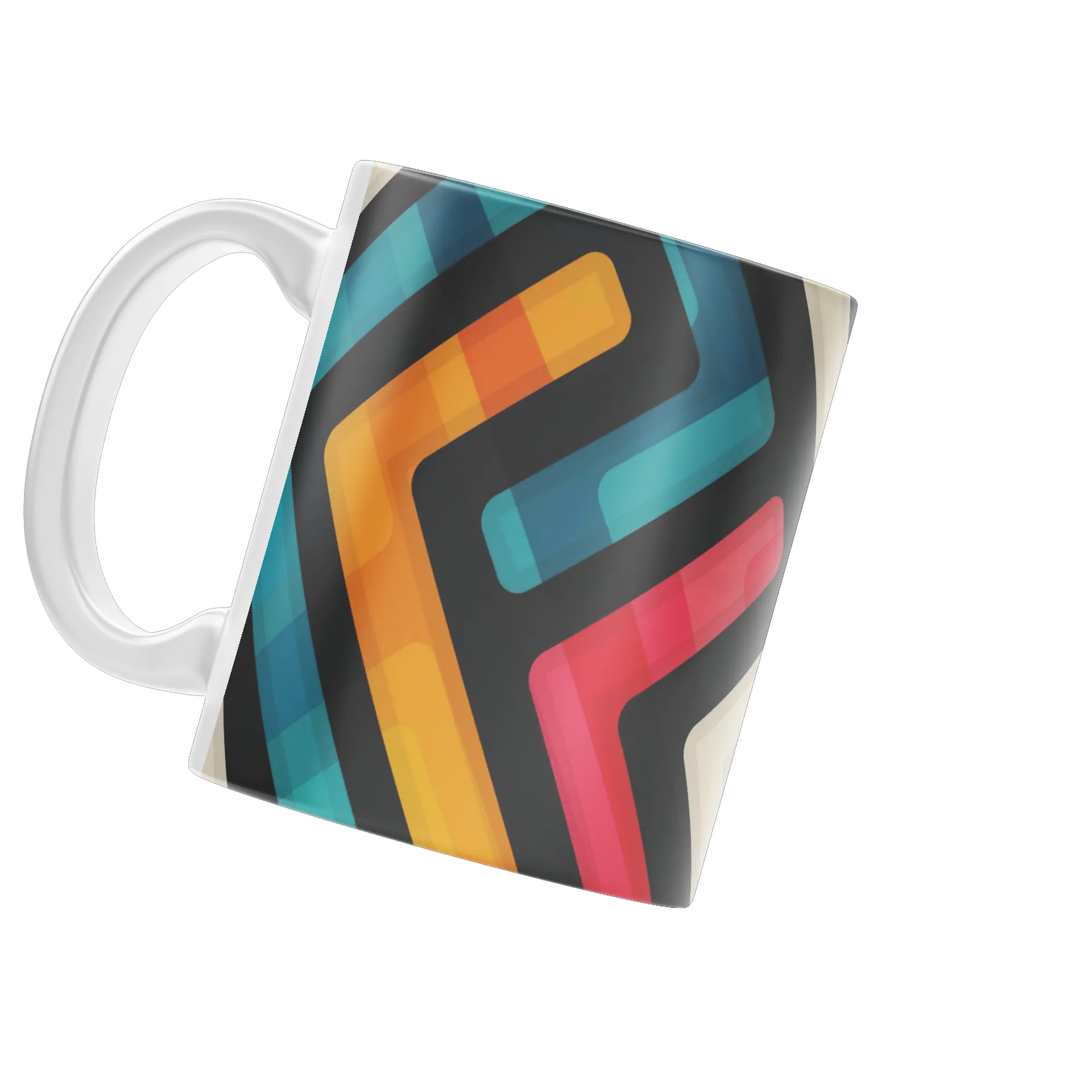 Caneca Porcelana Tema Abstrato Linhas Coloridas 325ml - Imagem 3