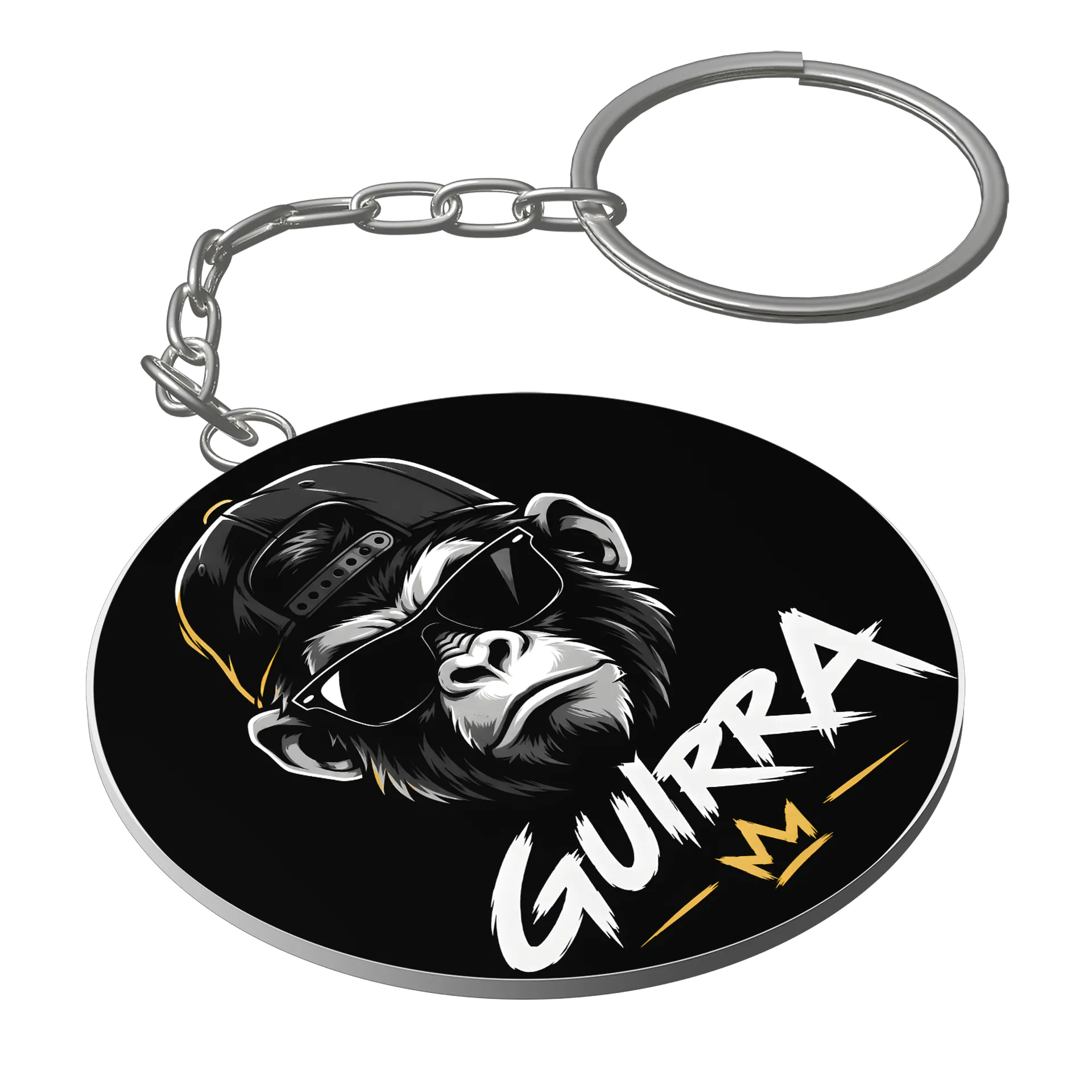 Chaveiro MDF Gorila Estampa Logo Guitarra Leather Crown de Anaclara — imagem 1 de 3