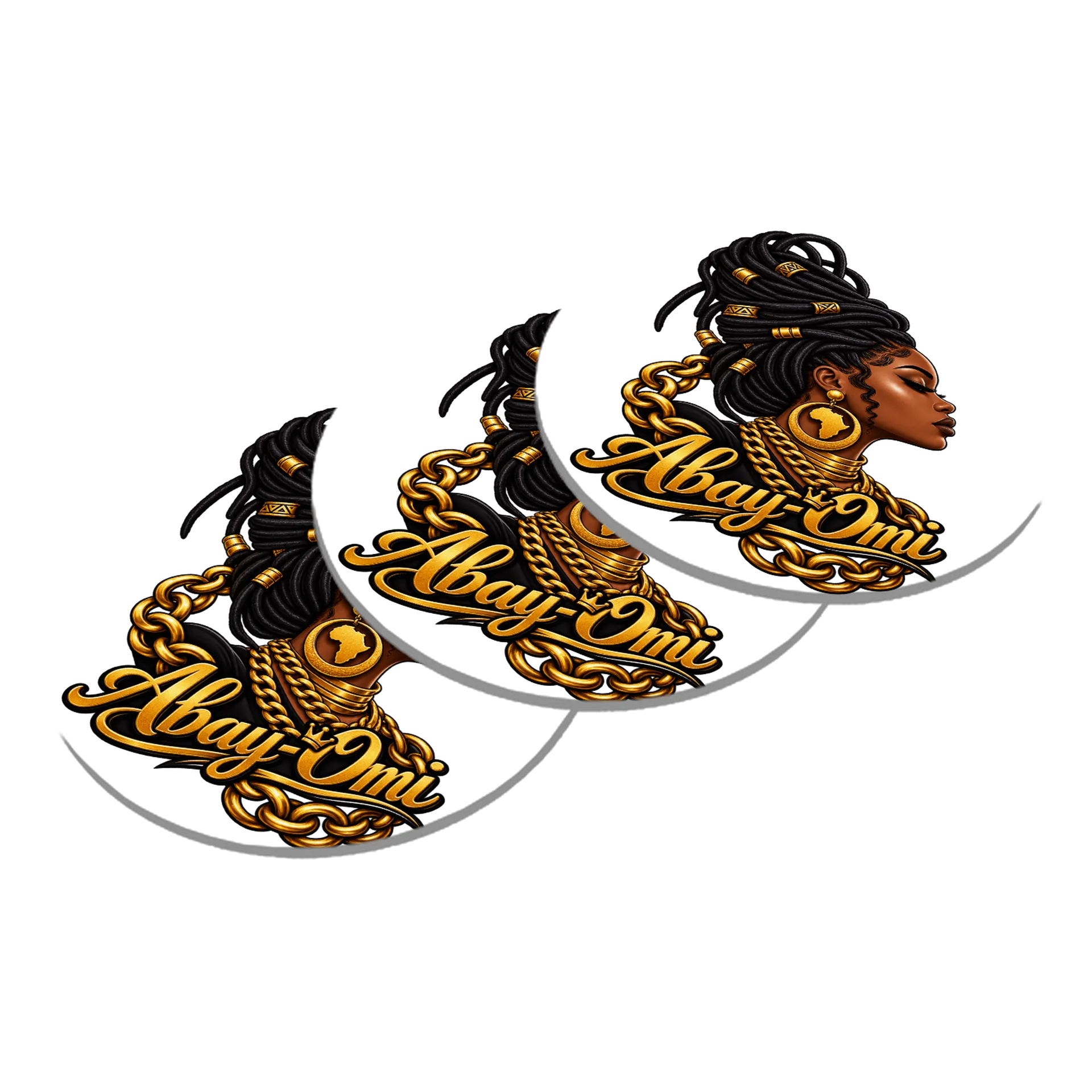 Porta-copo Abay-Omi Mulher Africana Estilo Ilustrado MDF - Imagem 2