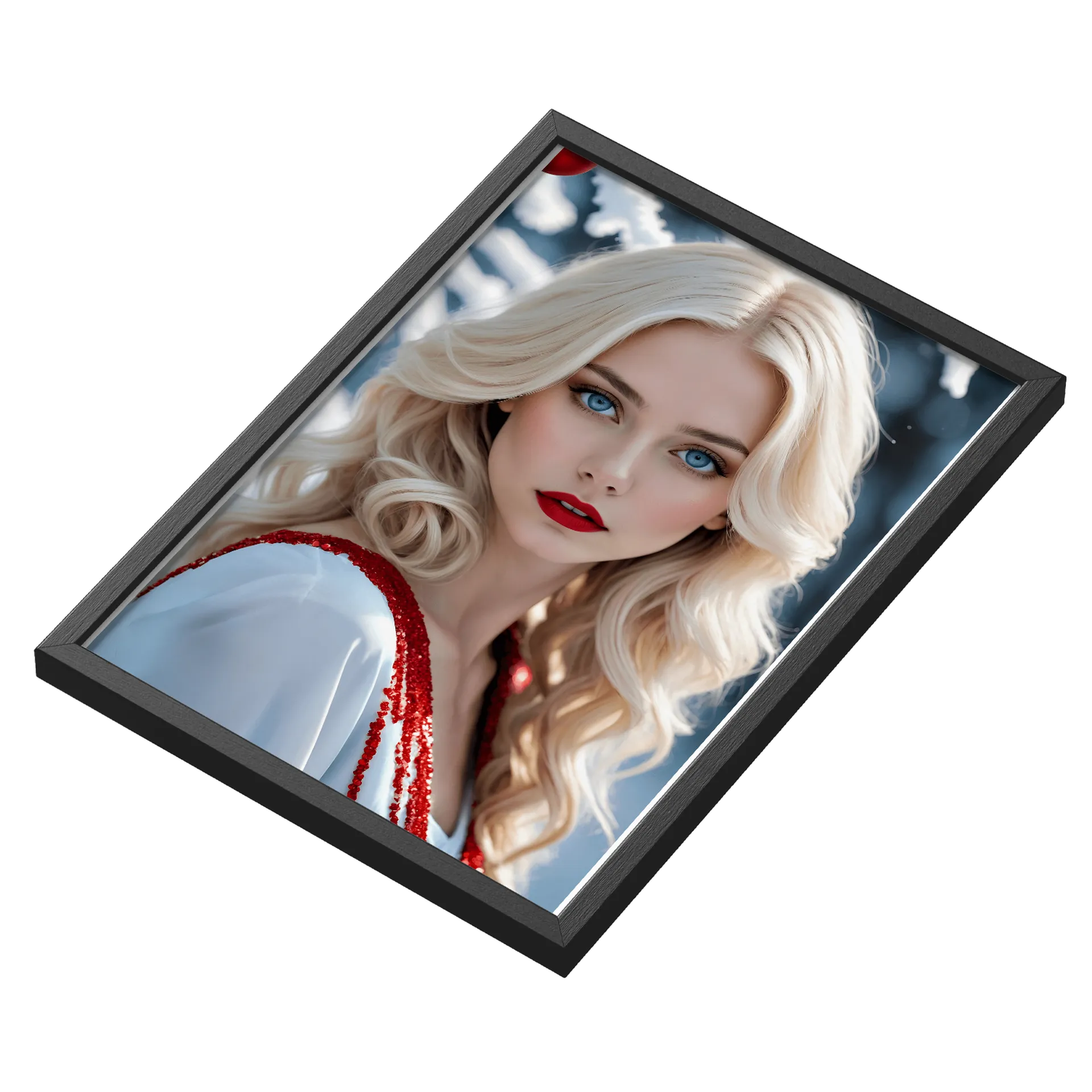 Quadro Retrato Realista Mulher Cabelos Loiros A3 com Vidro - Imagem 3