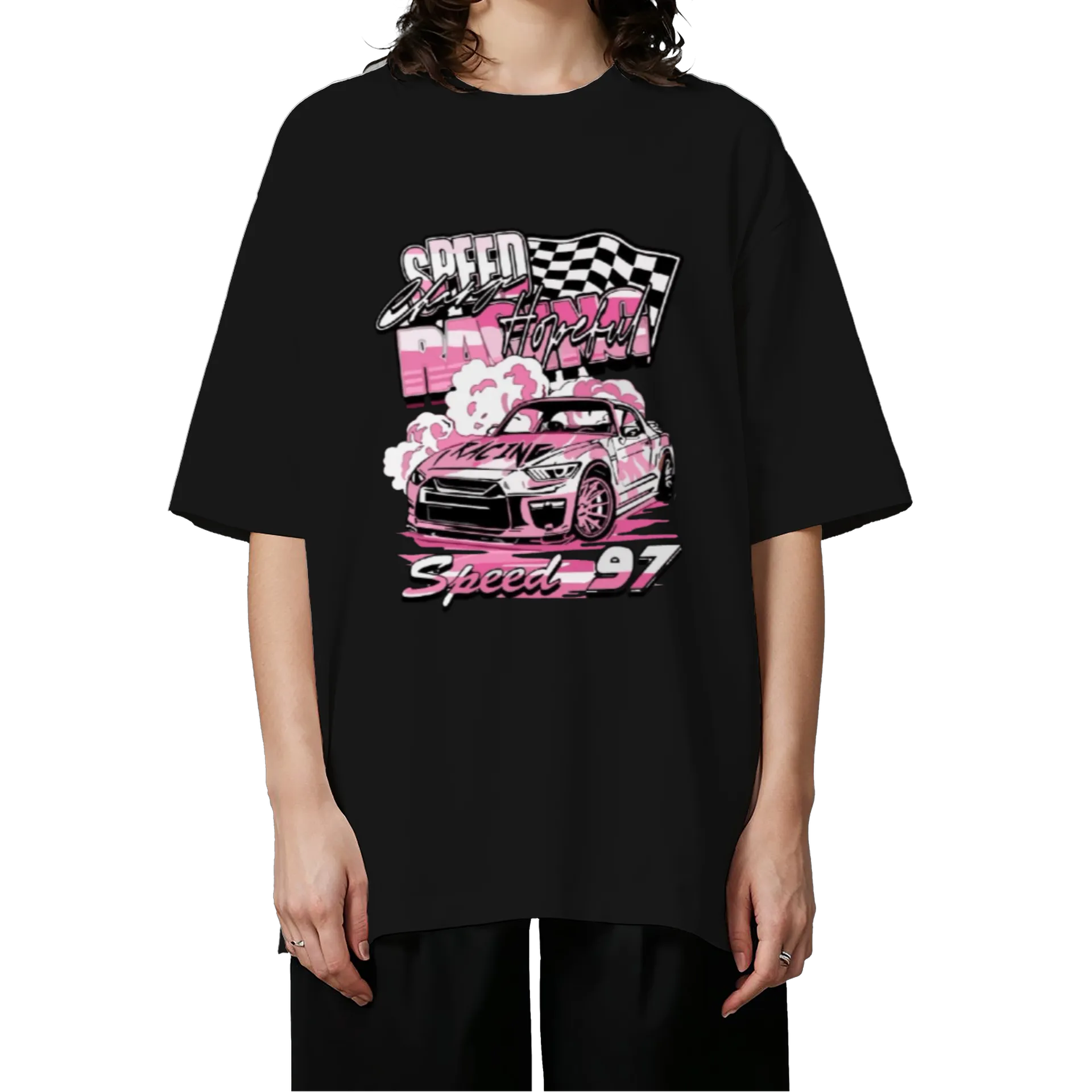 Camiseta Oversized Carro Racing Estampa Colorida 100% - Imagem 3
