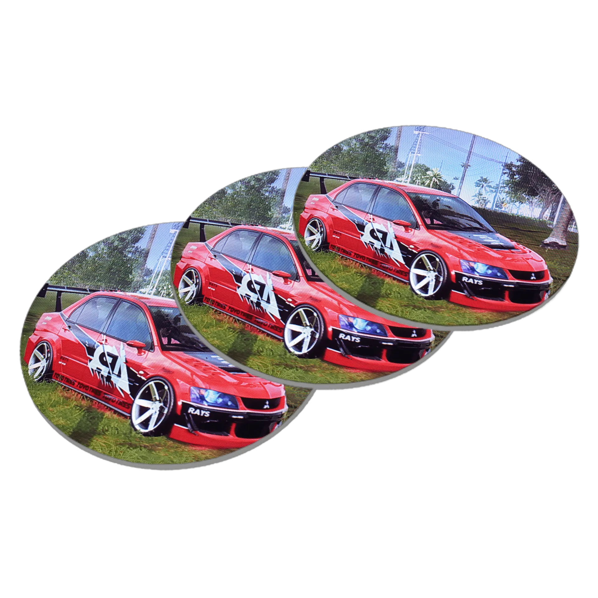 Porta-copo MDF Carro Esportivo Vermelho Estampa Grafite - Imagem 3