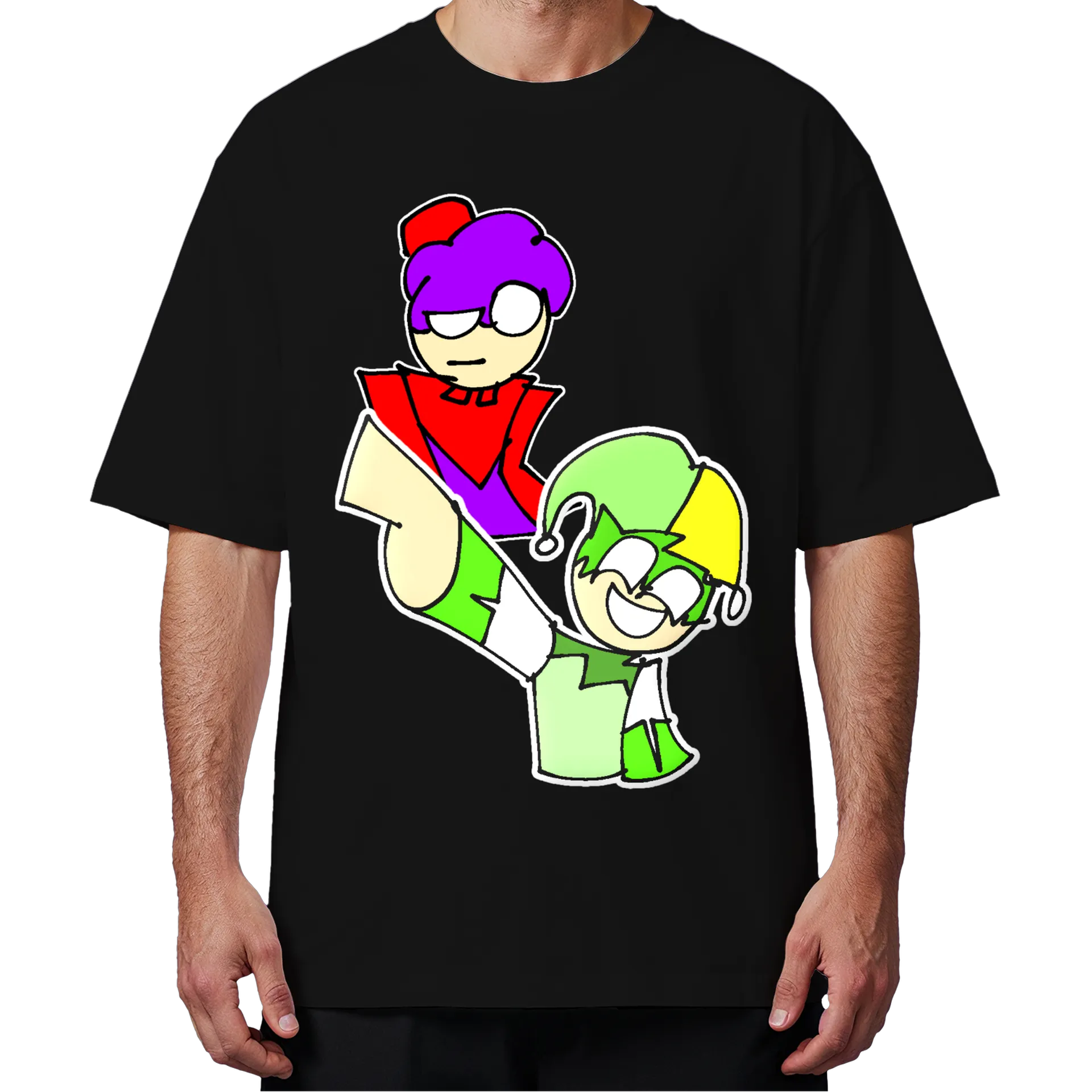 Camiseta Oversized Estampa Cartunesca Multicolorida de XElectronz — imagem 4 de 6