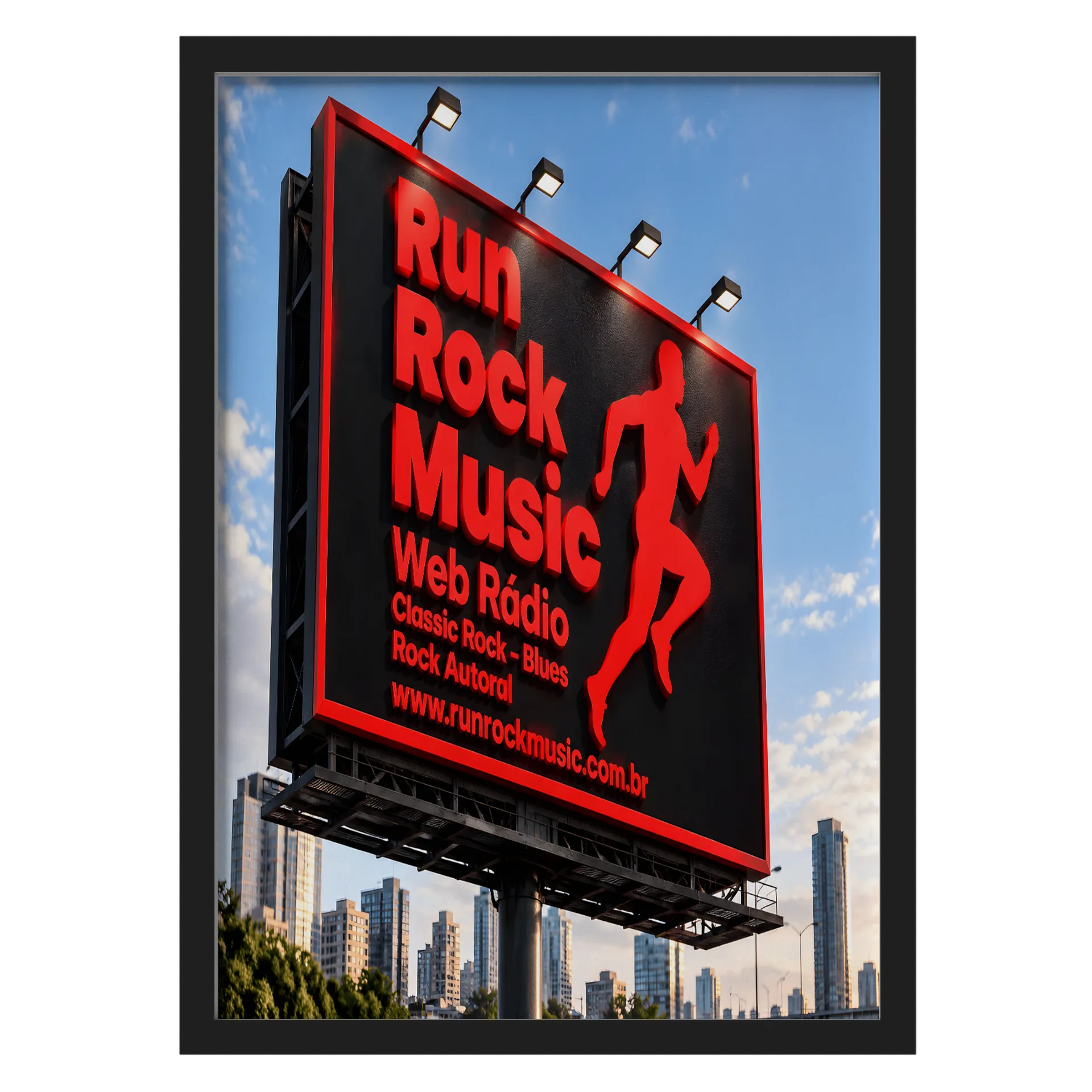 Quadro Signage Run Rock Music A3 com Vidro MDF e Vidro de RUN ROCK MUSIC — imagem 1 de 3